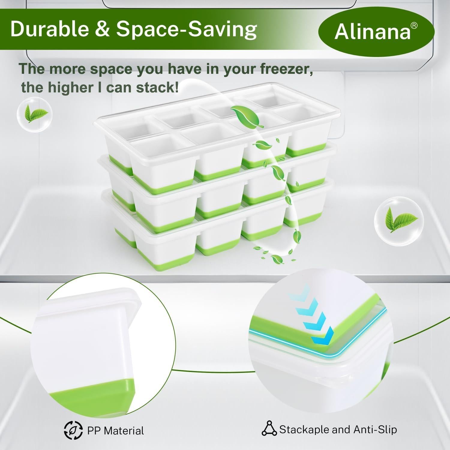 Bandeja de Hielo Grande Alinana 3 Piezas Silicona Sin BPA