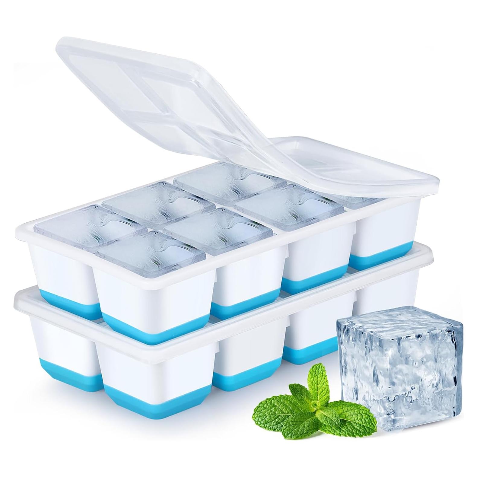 Bandejas de Hielo Grandes Jrisbo con Tapa - 2 Piezas 16 Cubos