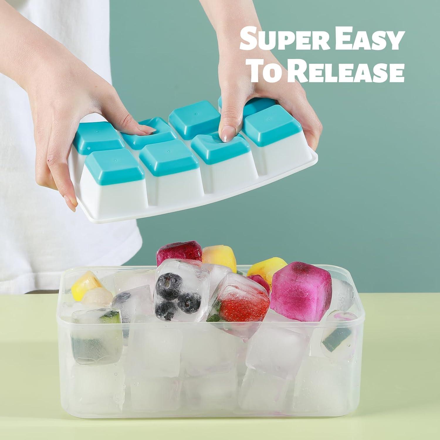 Bandejas de Hielo Grandes Jrisbo con Tapa - 2 Piezas 16 Cubos