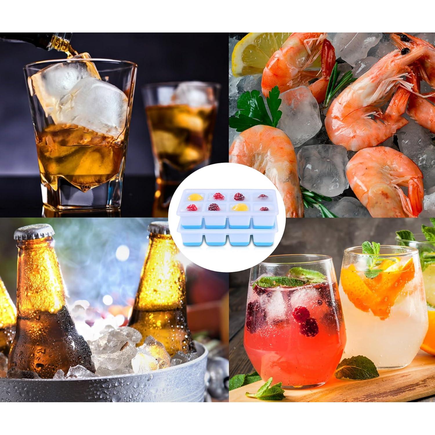 Bandejas de Hielo Grandes Jrisbo con Tapa - 2 Piezas 16 Cubos