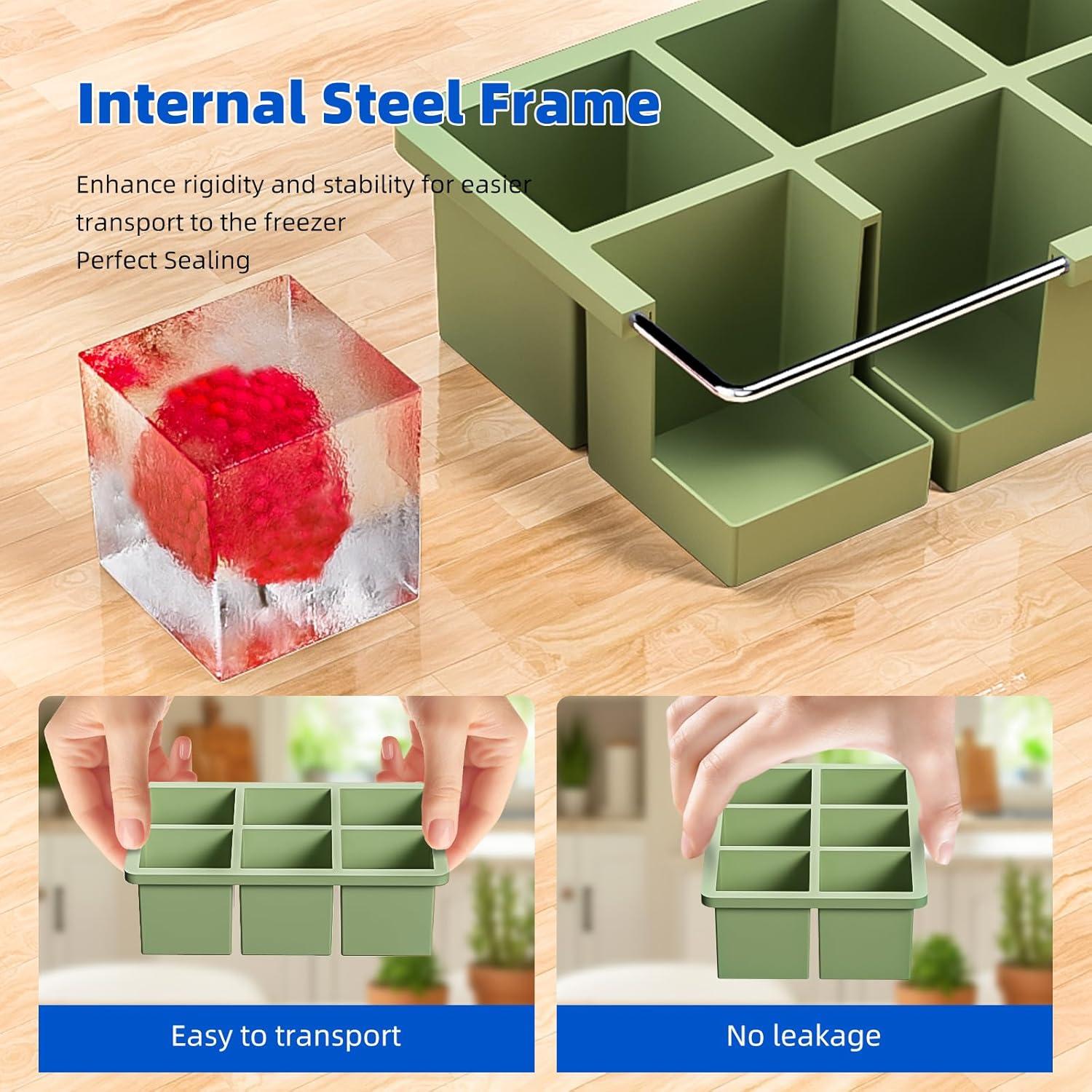 Bandeja de Hielo de Silicona HANCELANT 3 Pack con Tapa 5.08 cm