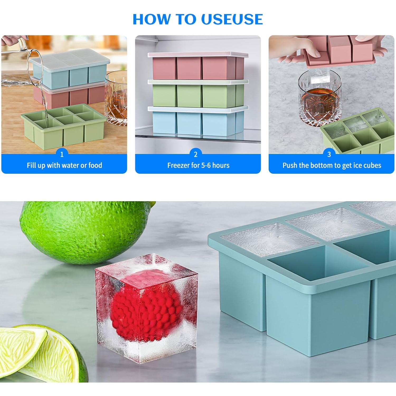 Bandeja de Hielo de Silicona HANCELANT 3 Pack con Tapa 5.08 cm