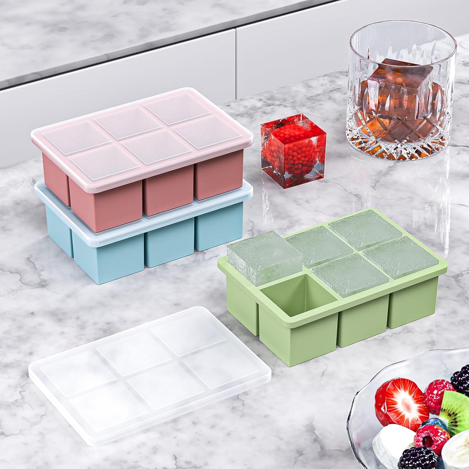 Bandeja de Hielo de Silicona HANCELANT 3 Pack con Tapa 5.08 cm