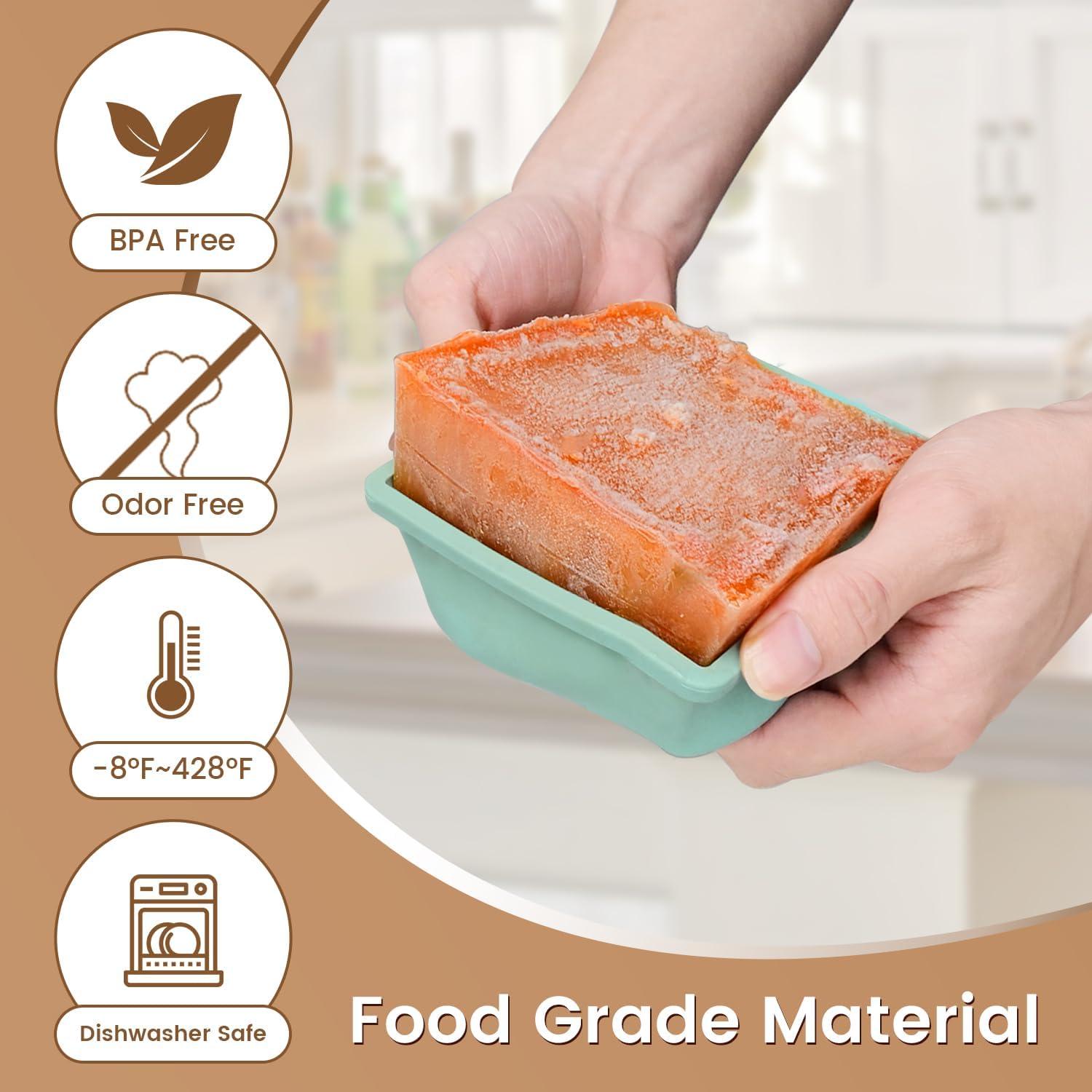 Bandeja de Congelador de Silicona GGOW 2 Tazas con Tapa - 4 Piezas