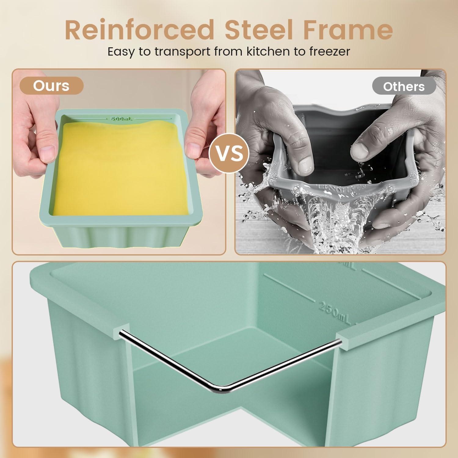 Bandeja de Congelador de Silicona GGOW 2 Tazas con Tapa - 4 Piezas