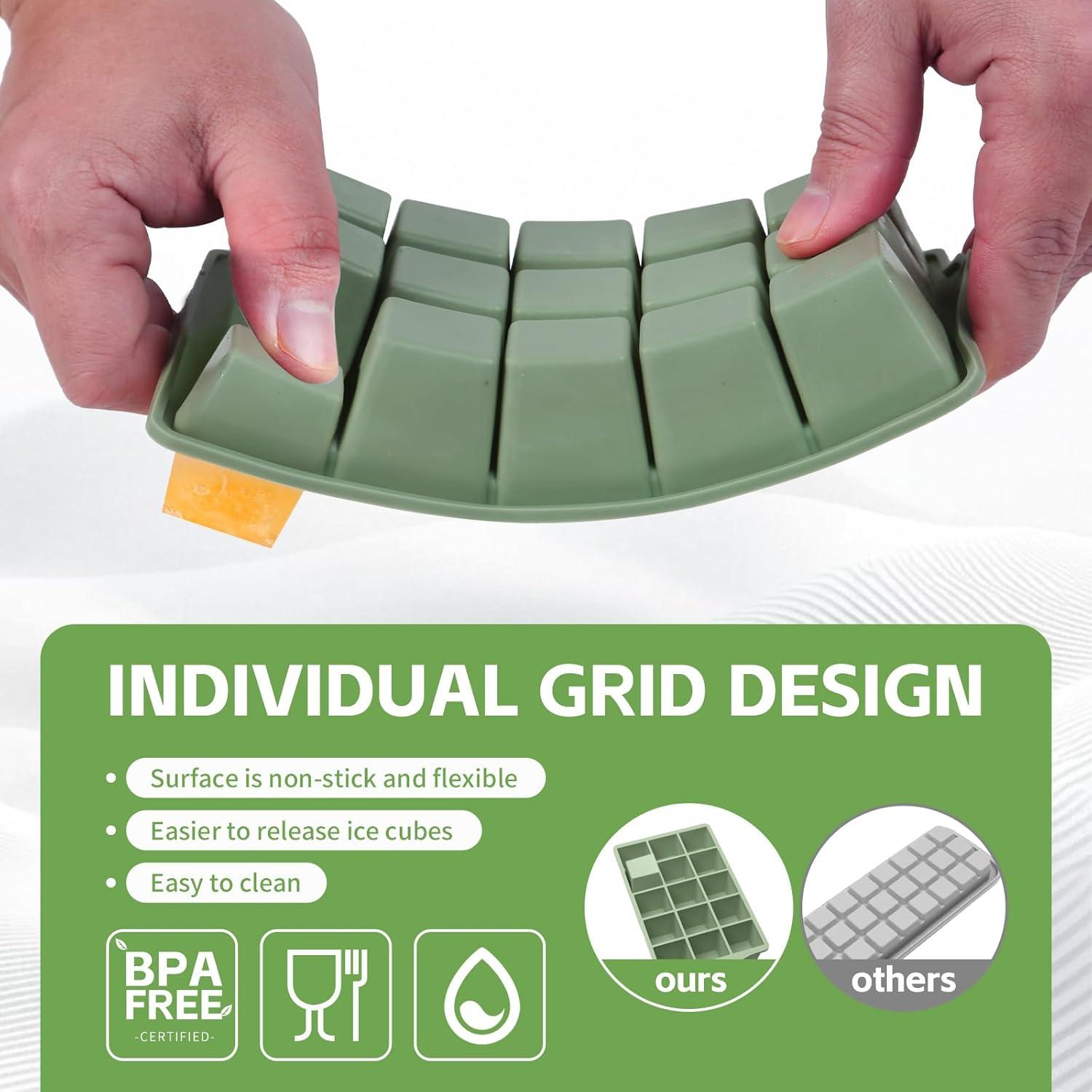 Bandejas de Hielo de Silicona FANYITY 4-Pack Verde Sin BPA
