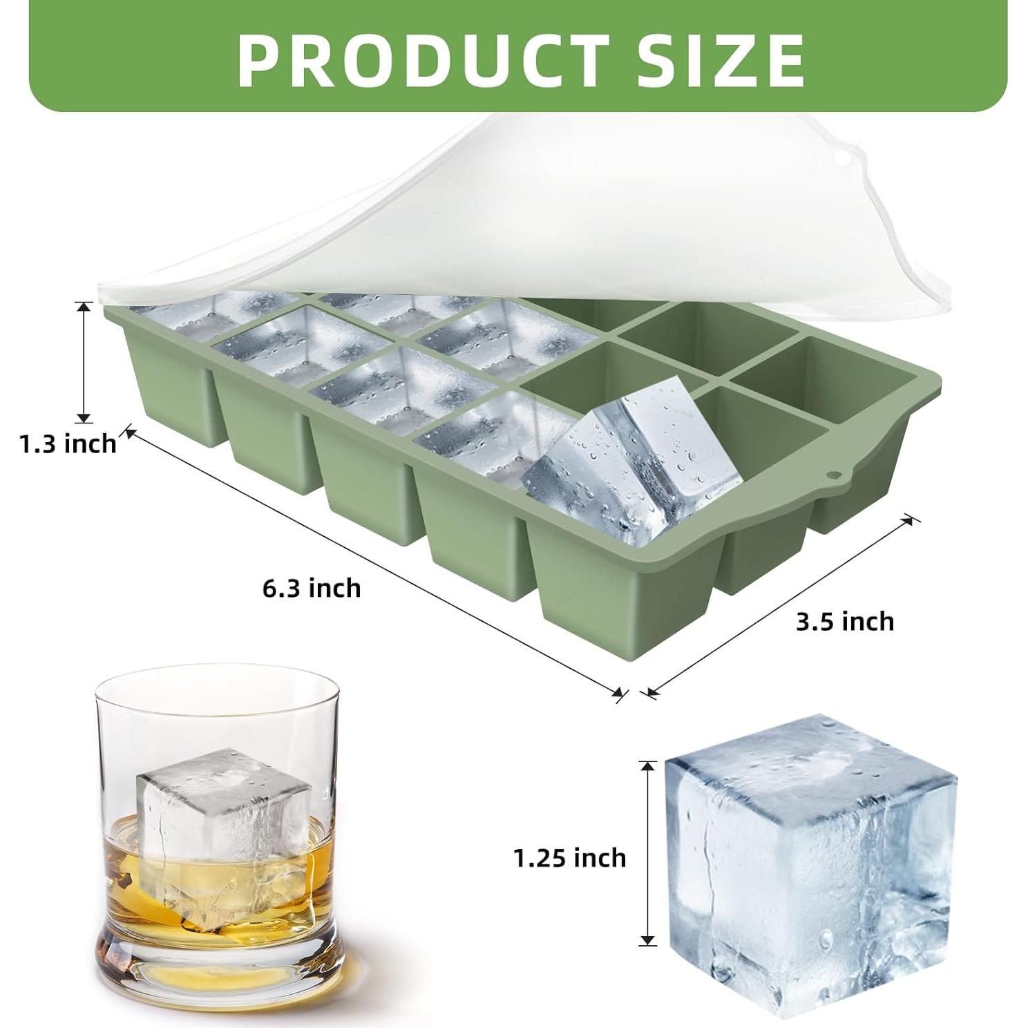 Bandejas de Hielo de Silicona FANYITY 4-Pack Verde Sin BPA