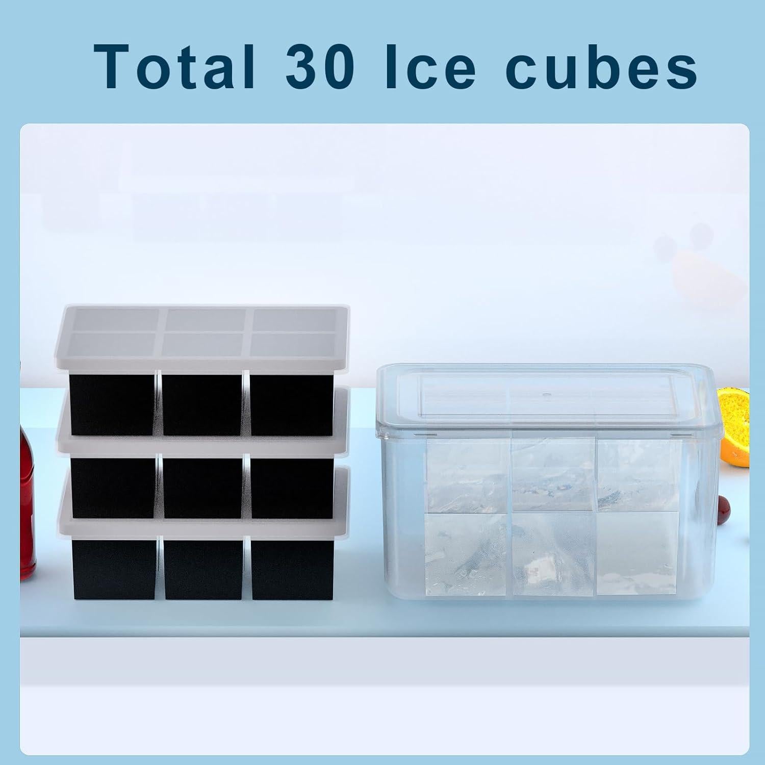 Bandeja de Hielo Grande Samuelworld 6 Cubos 5 Piezas con Tapa