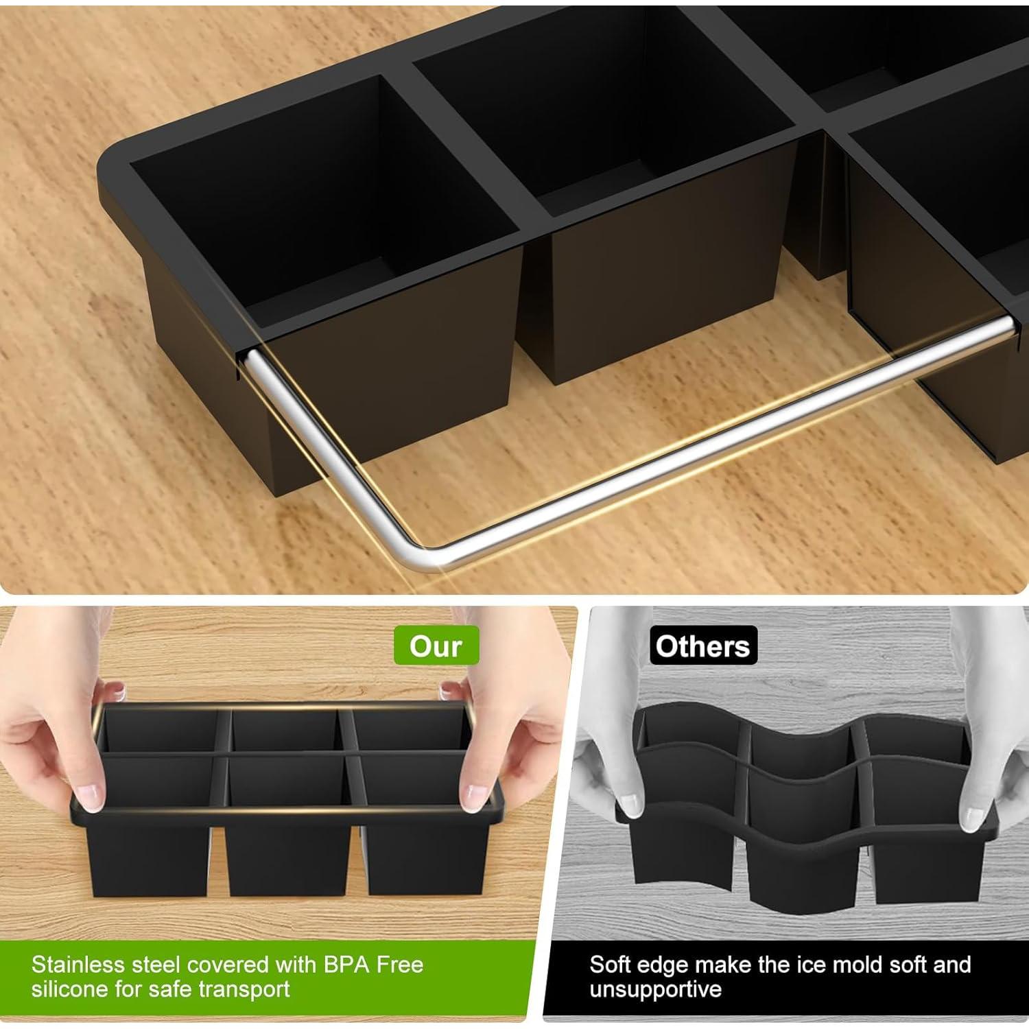 Bandeja de Hielo Grande Samuelworld 6 Cubos 5 Piezas con Tapa