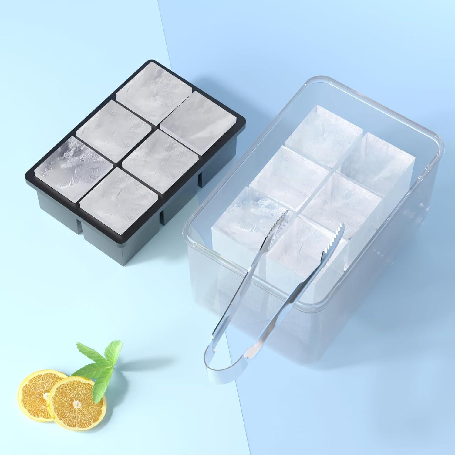 Bandeja de Hielo Grande Samuelworld 6 Cubos 5 Piezas con Tapa