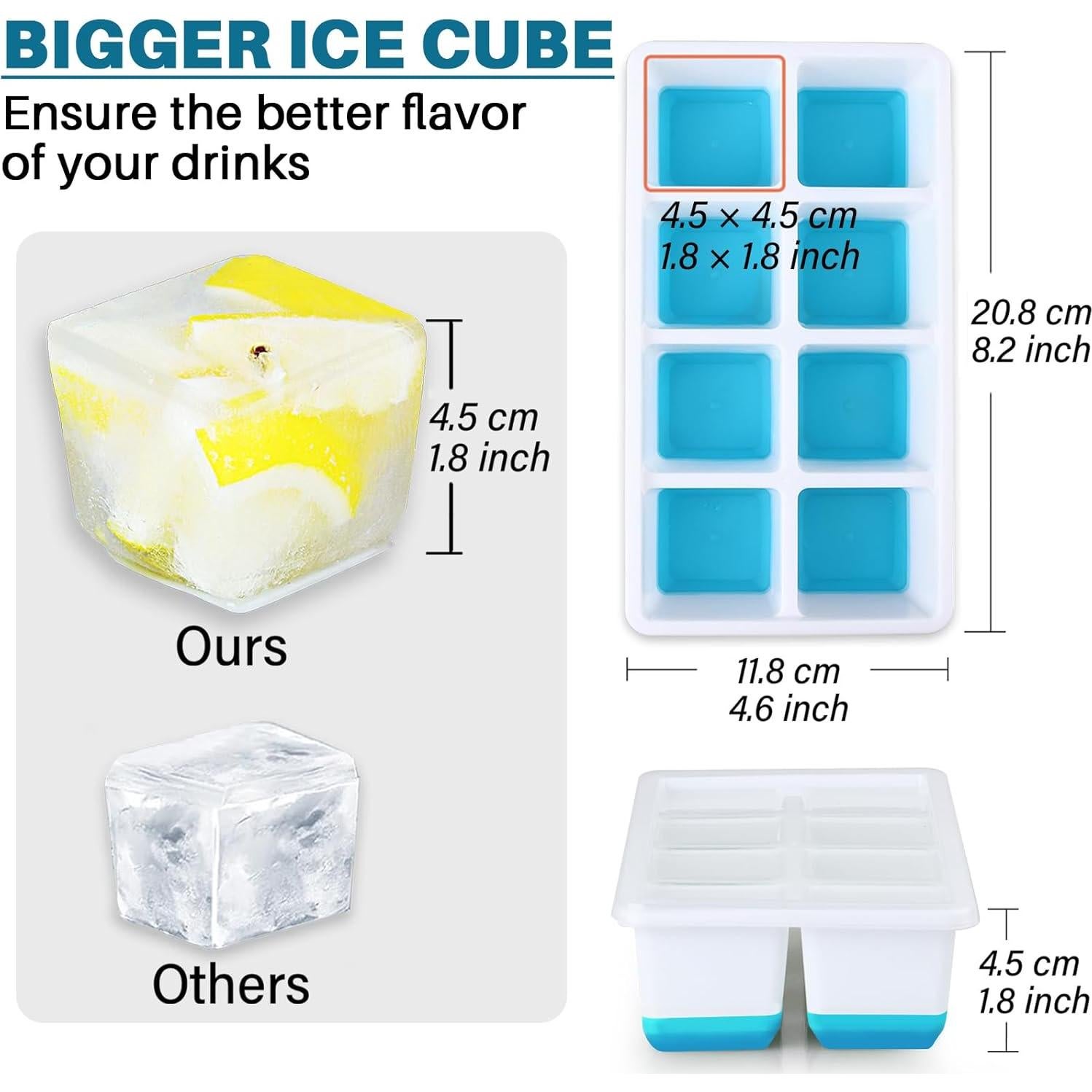 Moldes de Hielo Grandes FURNSII 2 Piezas Silicona 4.6 cm