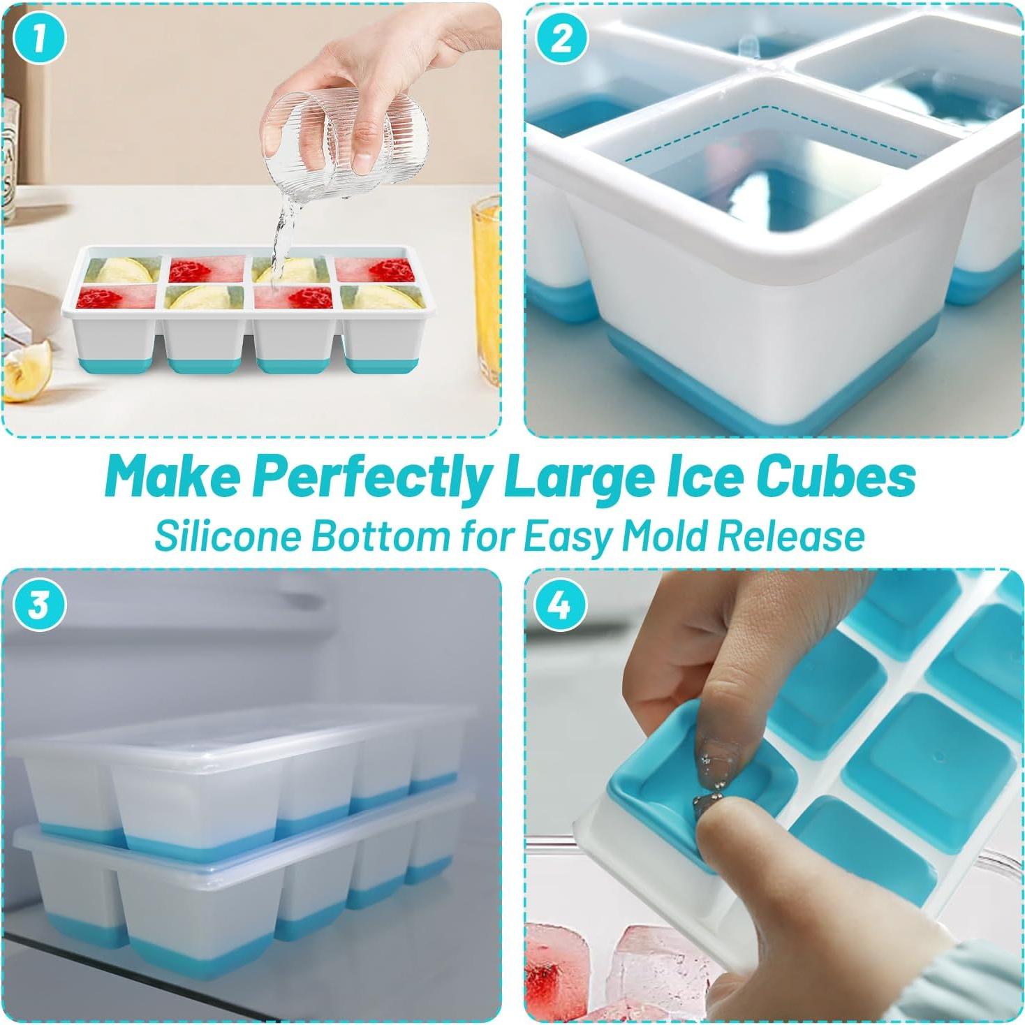 Bandeja de Hielo VEHHE 2 Paquete Silicona Grande Azul