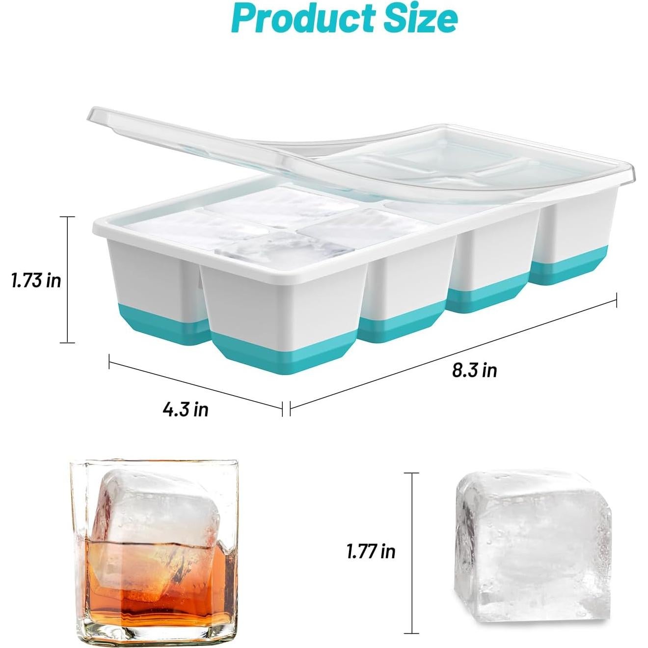 Bandeja de Hielo VEHHE 2 Paquete Silicona Grande Azul