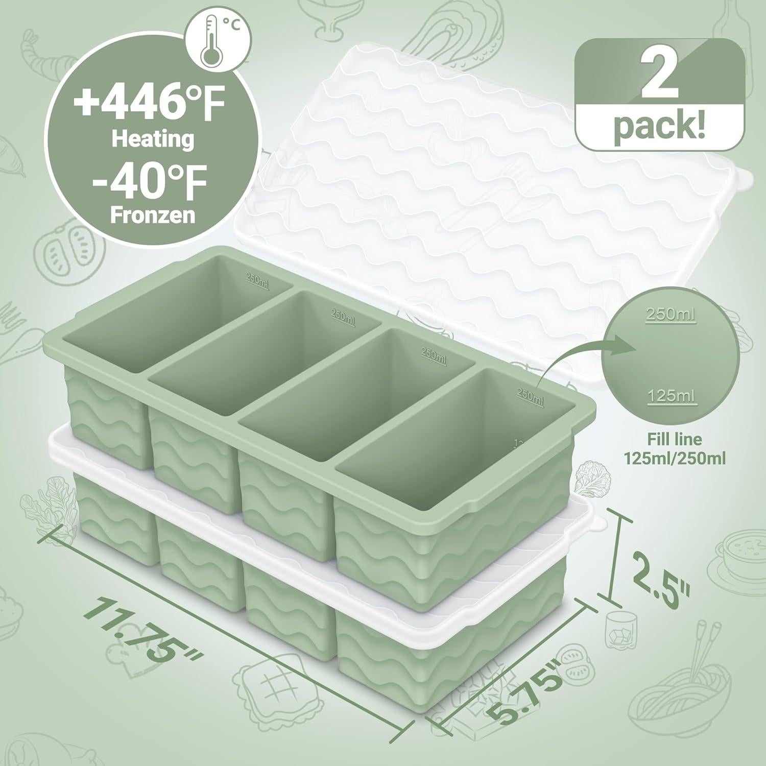 Bandeja de Congelador de Silicona Doasuwish 2 Piezas 250ml