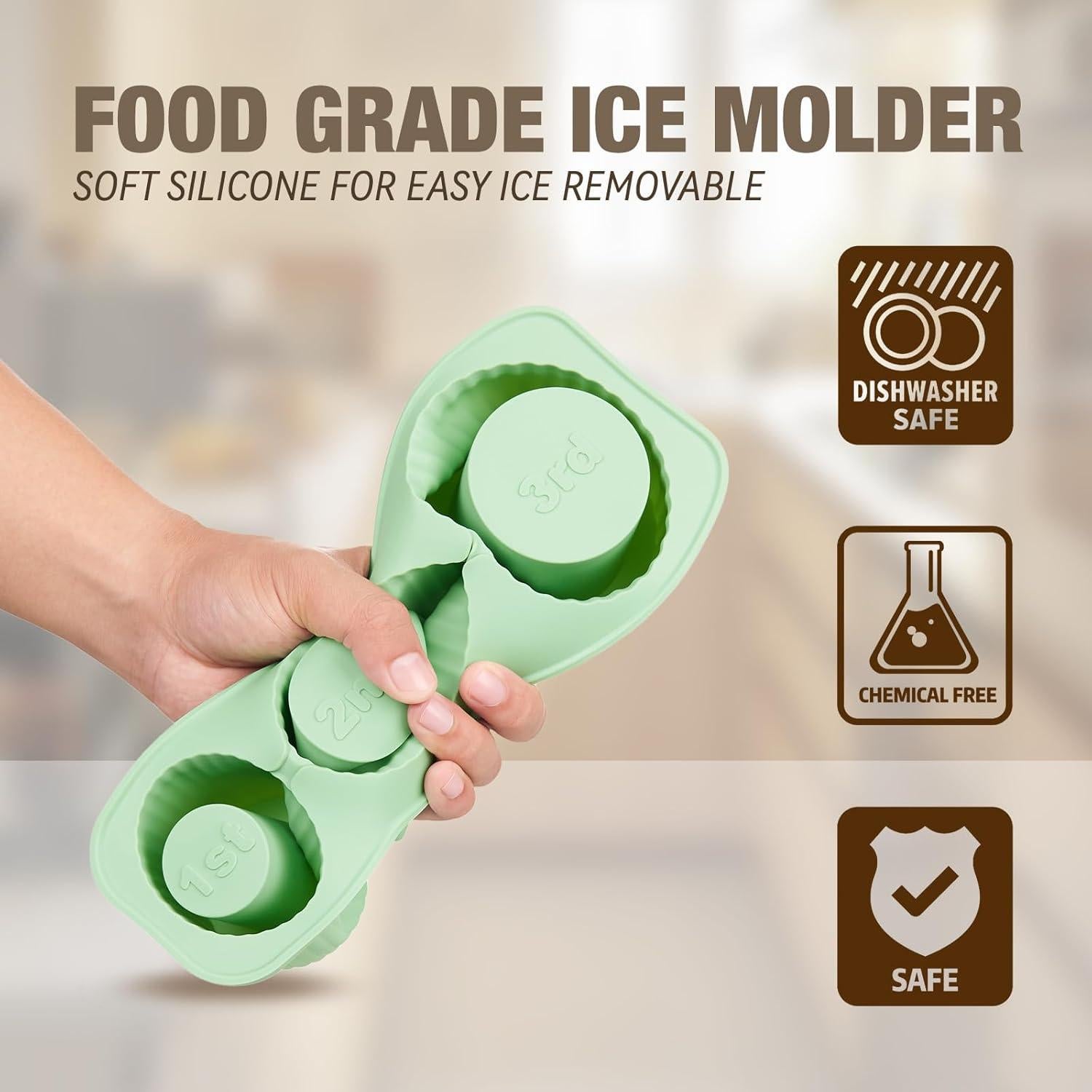 Molde de Hielo de Silicona QUOKOPSE para Taza 30-40Oz