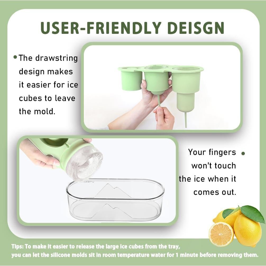 Molde de Hielo Noxetu 40oz Silicona Verde con Tapa