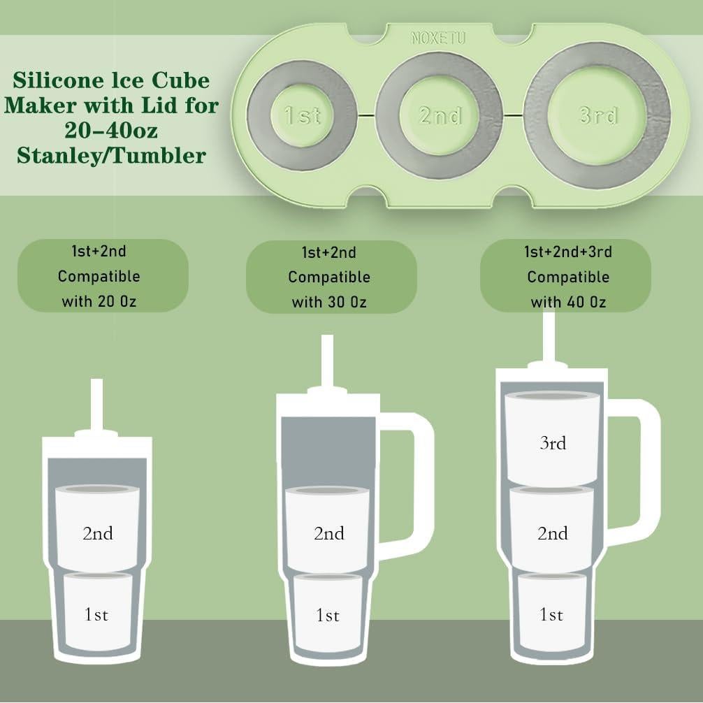 Molde de Hielo Noxetu 40oz Silicona Verde con Tapa