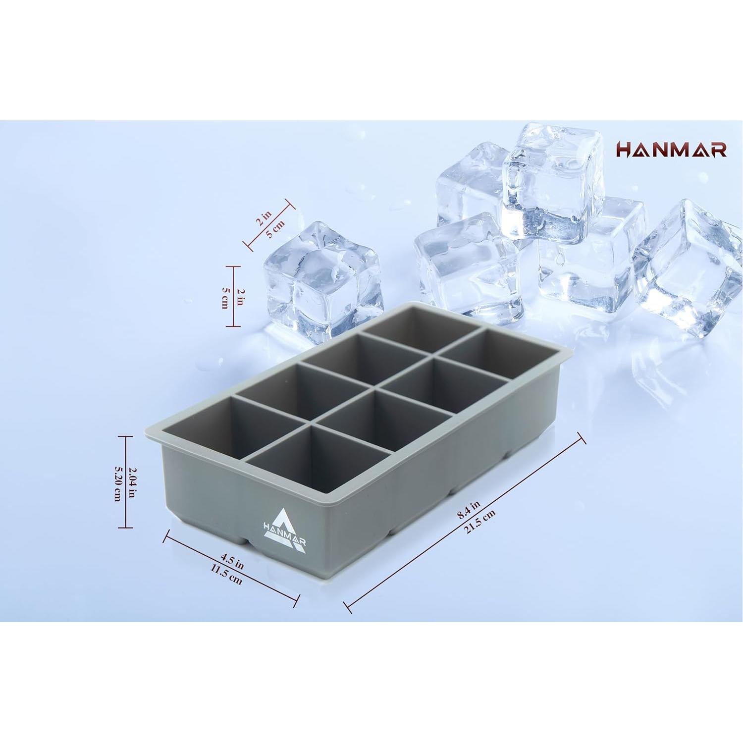 Moldes de Cubos de Hielo Grandes Hanmar - Silicona Premium - 2 Piezas
