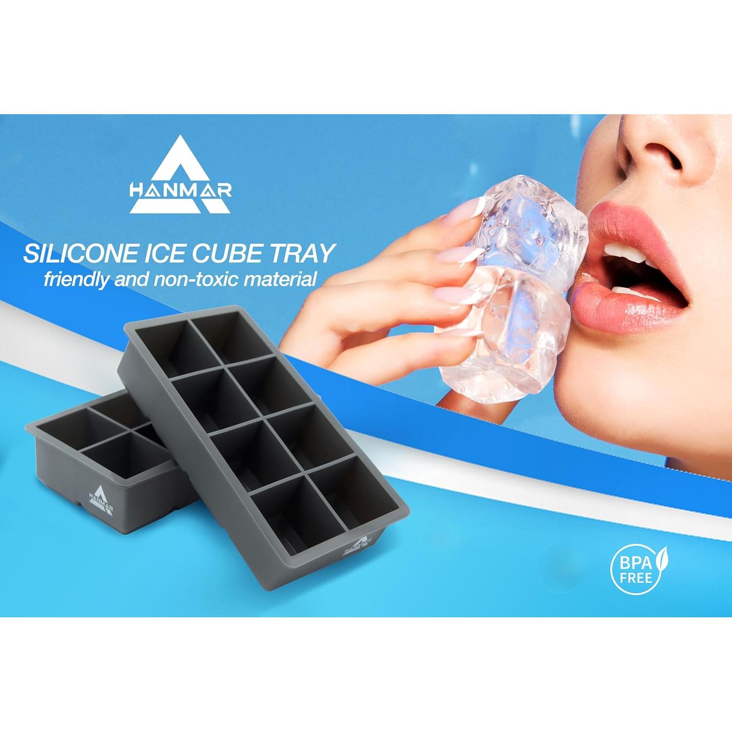 Moldes de Cubos de Hielo Grandes Hanmar - Silicona Premium - 2 Piezas