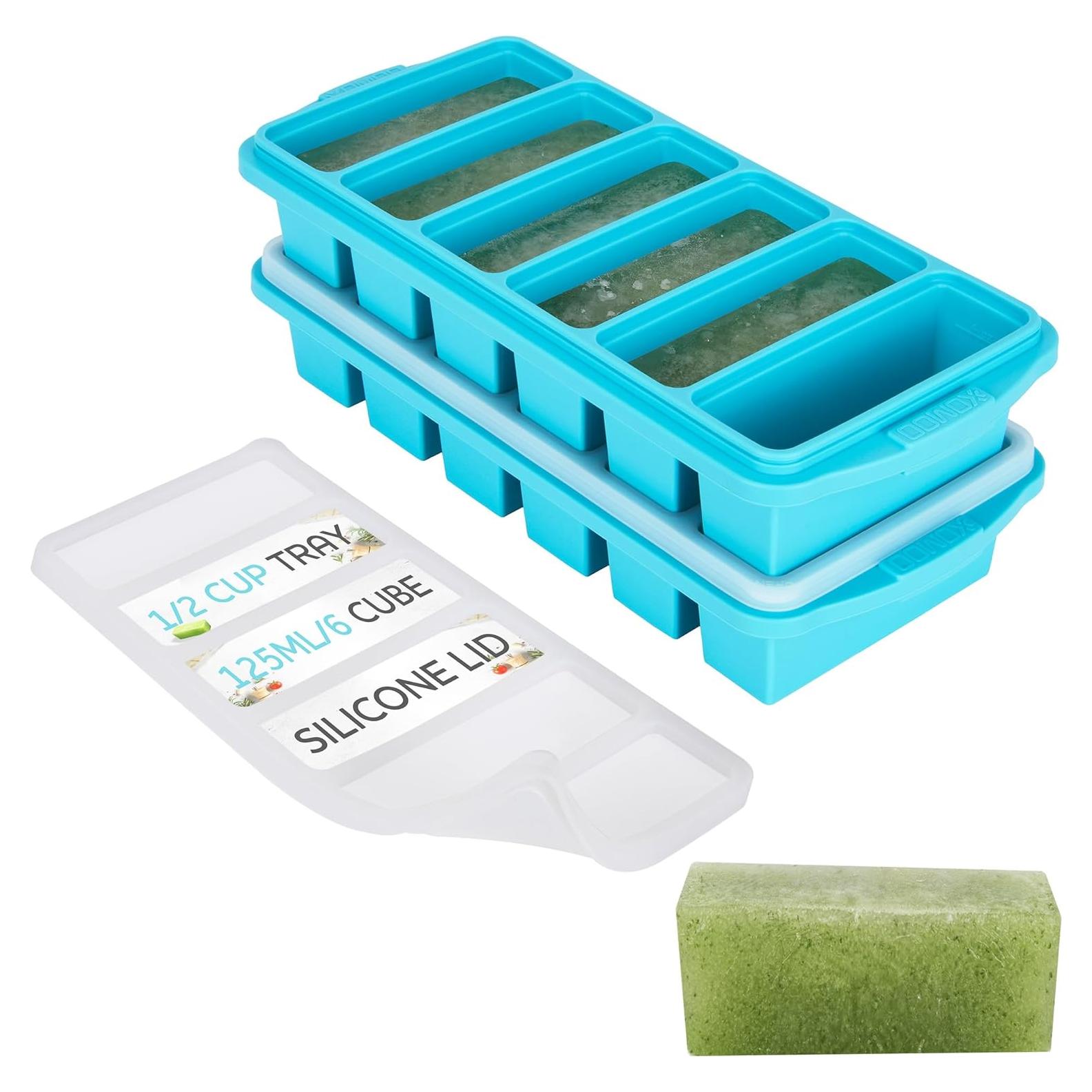 Bandeja de silicona Xomoo 6 rejillas 1/2 taza con tapa