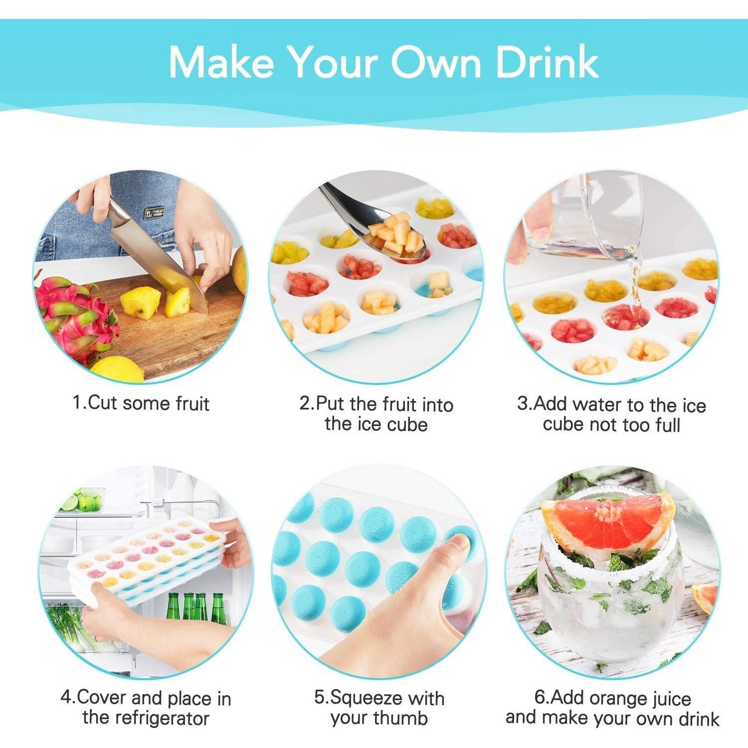 Bandejas de Hielo Select4U con Tapas - 4 Piezas Silicona BPA Free