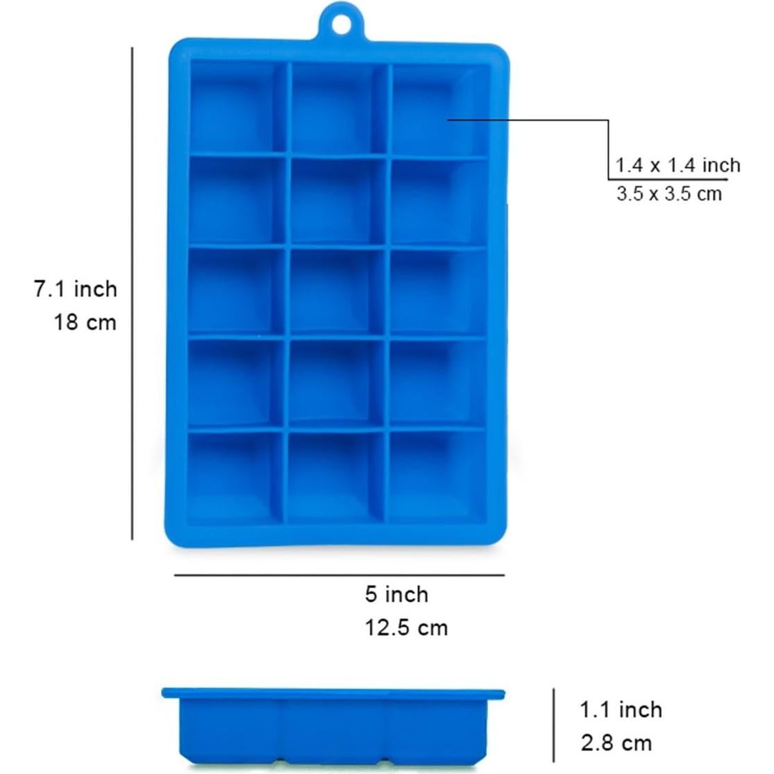 Bandejas de Hielo de Silicona Szxc - 2 Piezas 15 Cubos 17.78x12.7cm