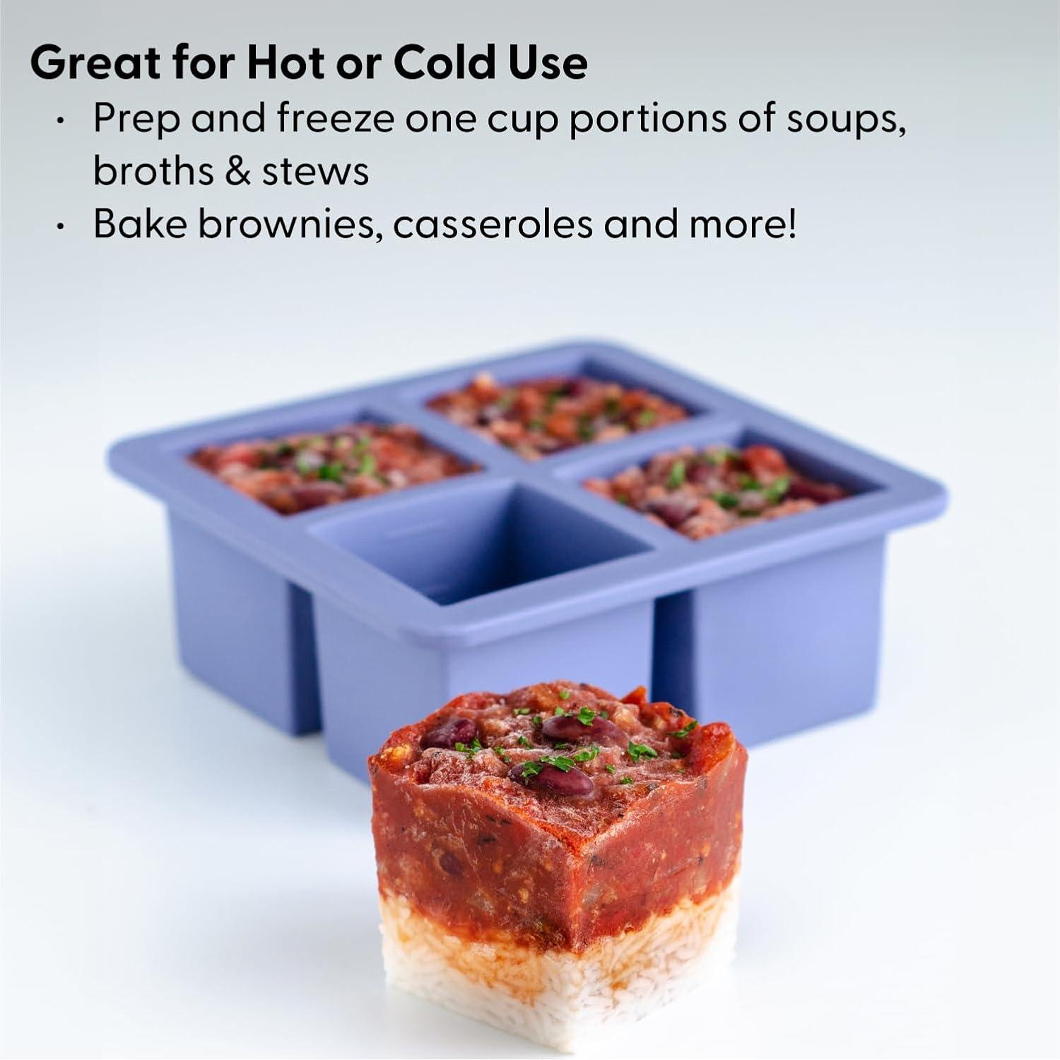 Bandeja de Congelador de Silicona W&P Cup Cubes 4 Tazas Azul