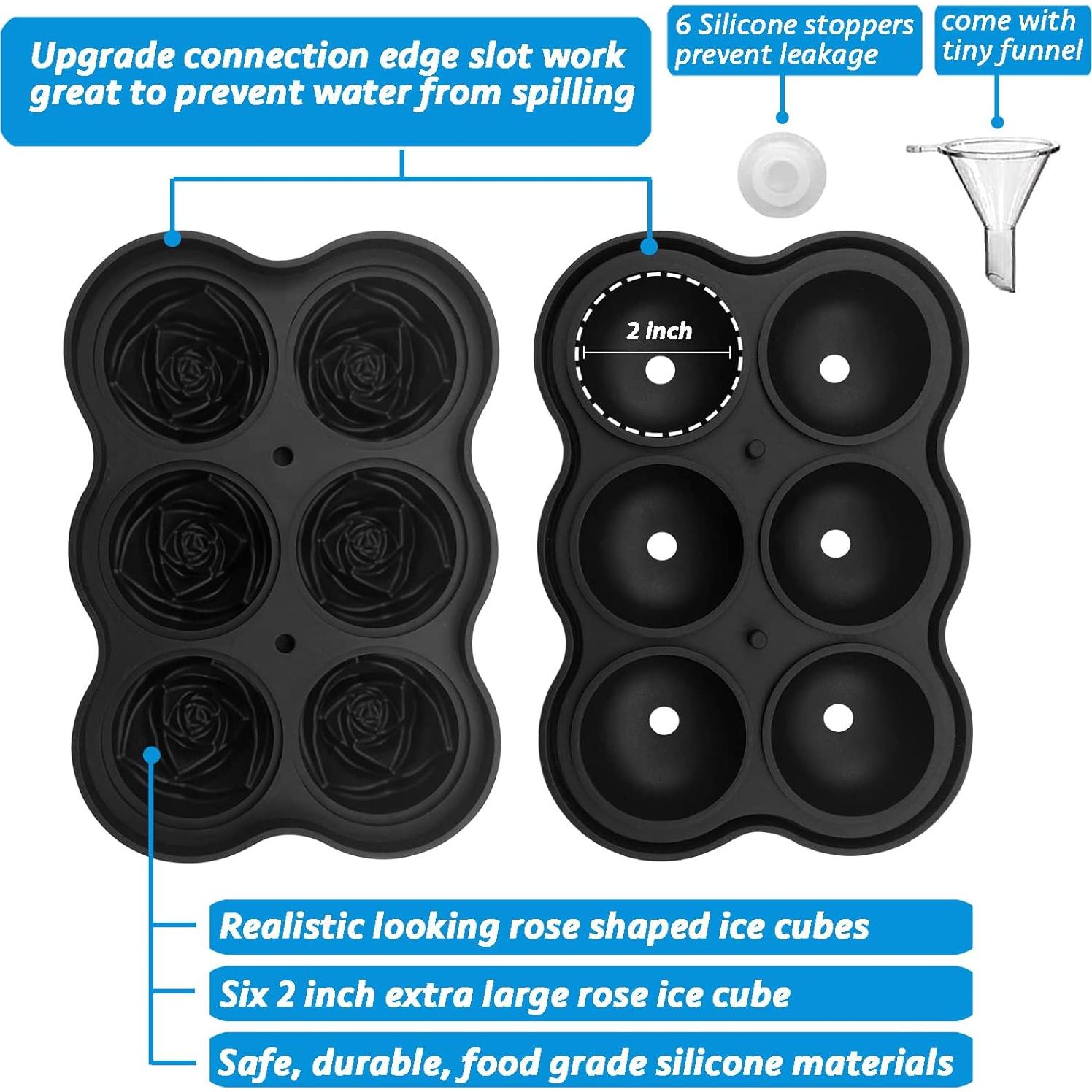 Bandeja de Hielo en Forma de Rosa CAMKYDE 6 Cavidades 2 Pulgadas