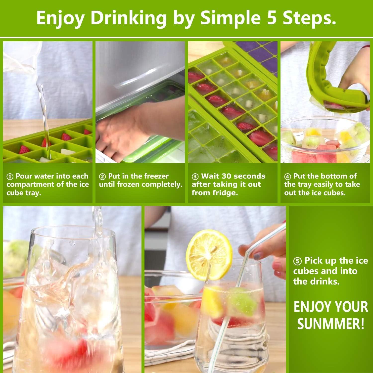 Bandejas de Hielo CREATESTAR 2 Pack Silicona Flexible 21 Cubos