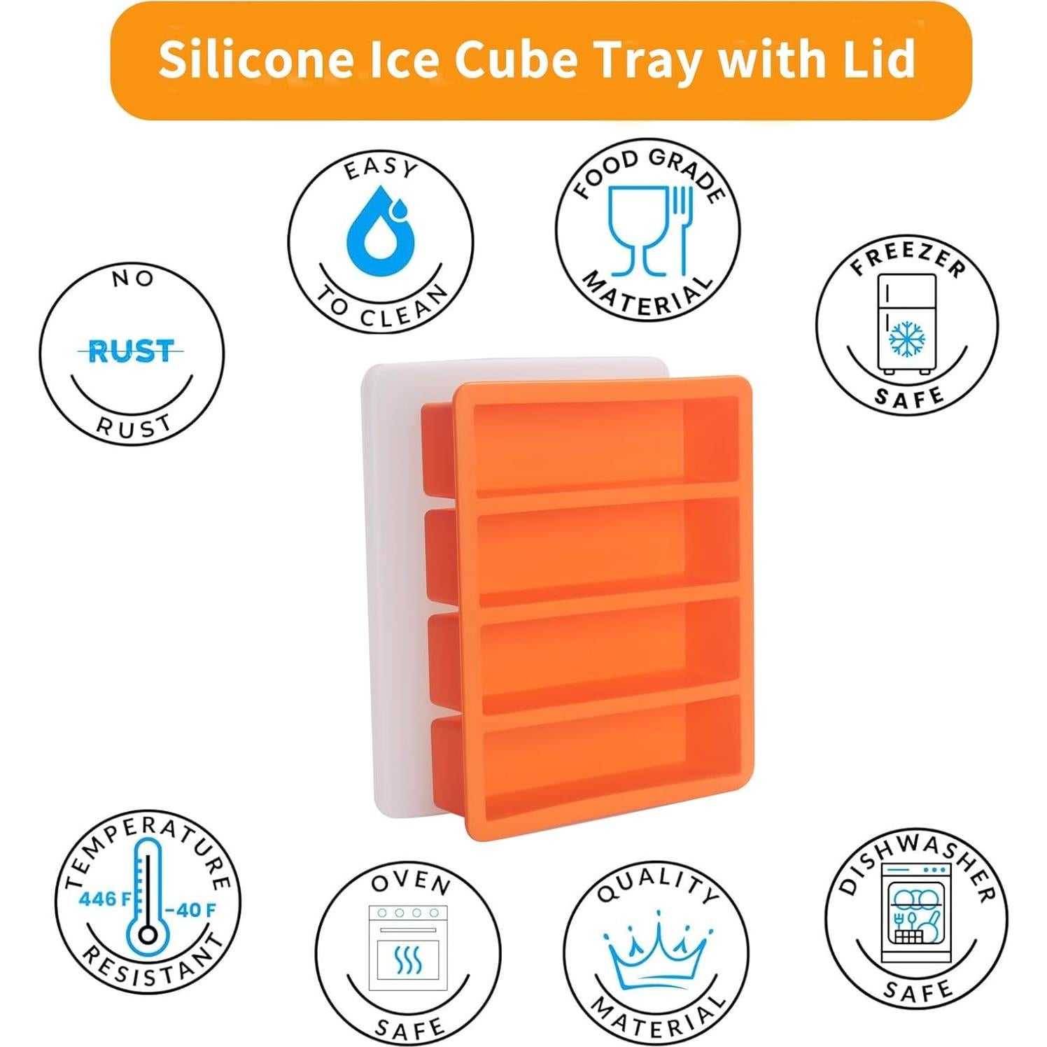 Moldes de Hielo de Silicona BECOKIT 2 Piezas Naranja