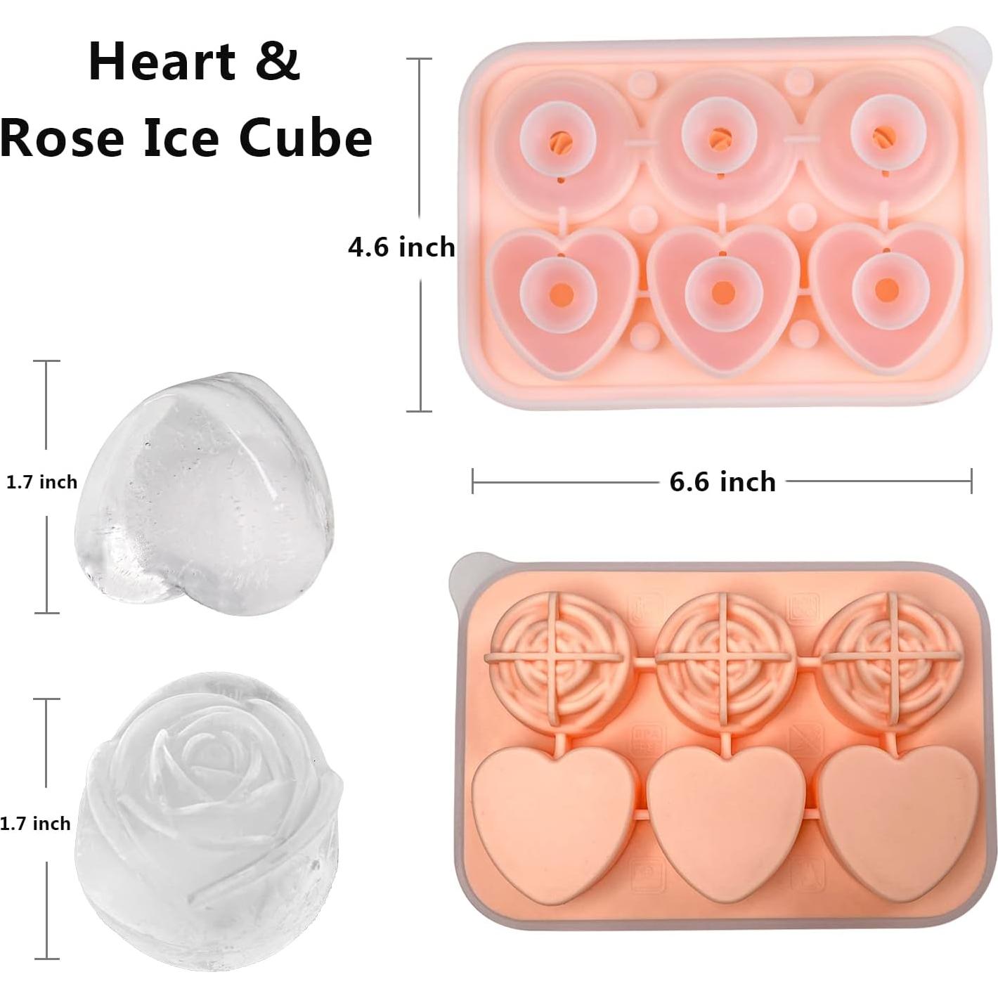 Molde de Hielo de Silicona IDVVSSX Rosa Corazón y Flor