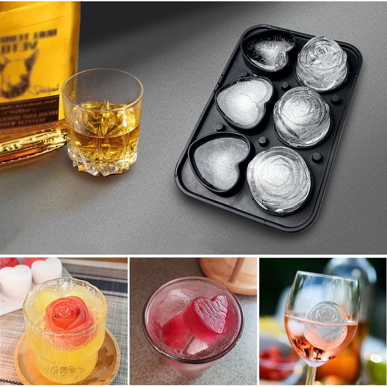 Molde de Hielo de Silicona IDVVSSX Rosa Corazón y Flor