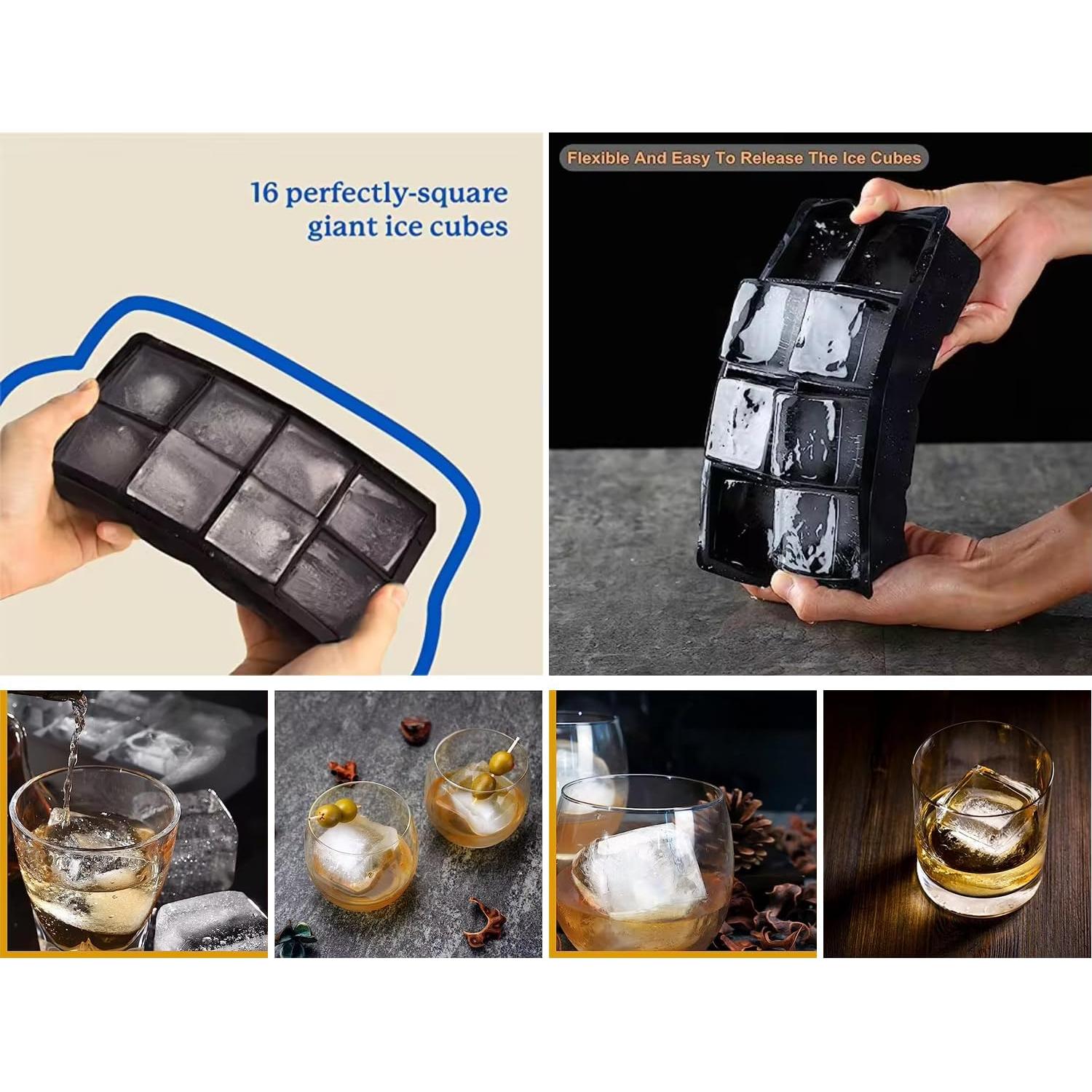 Bandeja de Hielo de Silicona DUTHINGS - 2 Moldes Grandes 16 Cubos