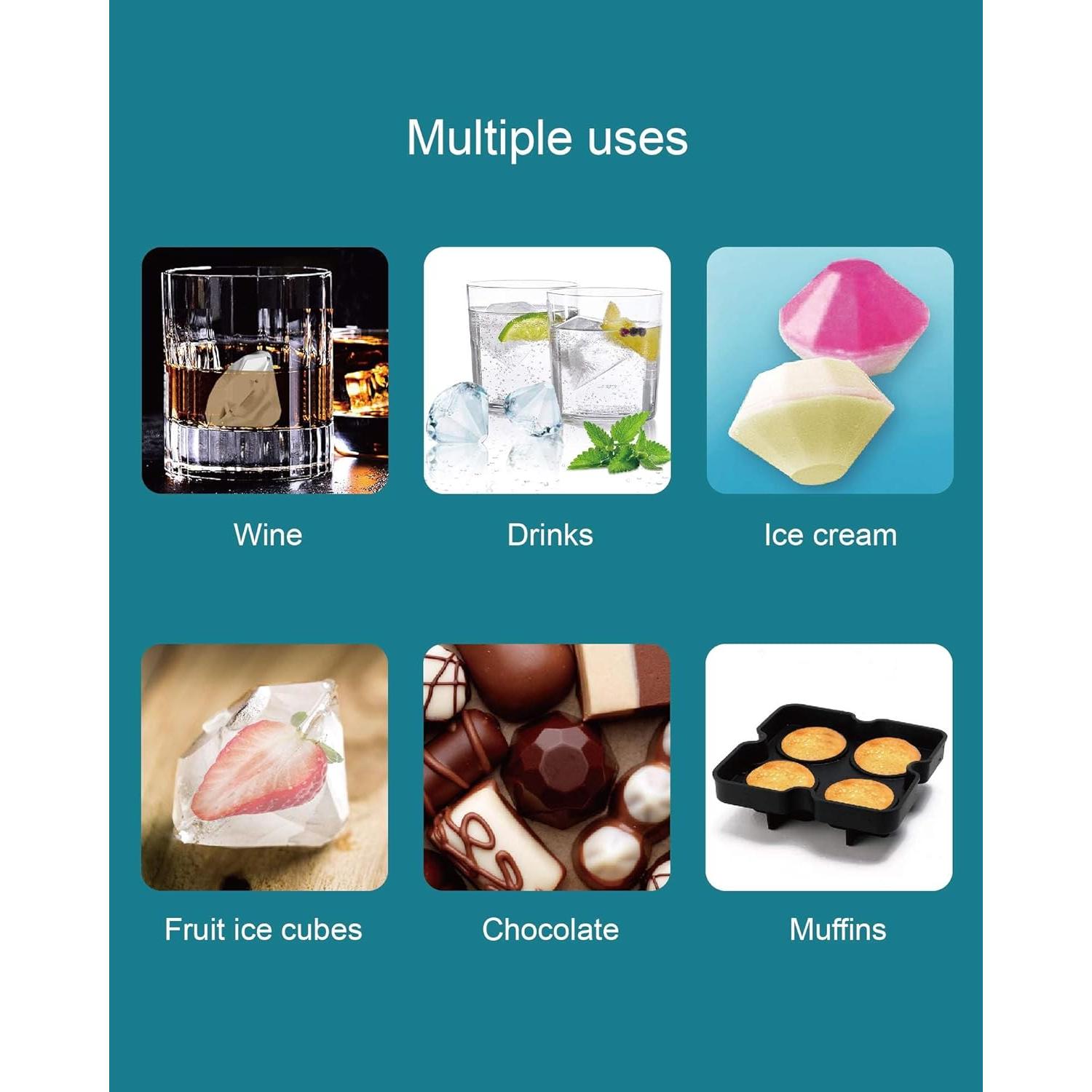 Moldes de Hielo Foosi en Forma de Diamante - 2 Piezas 8 cm