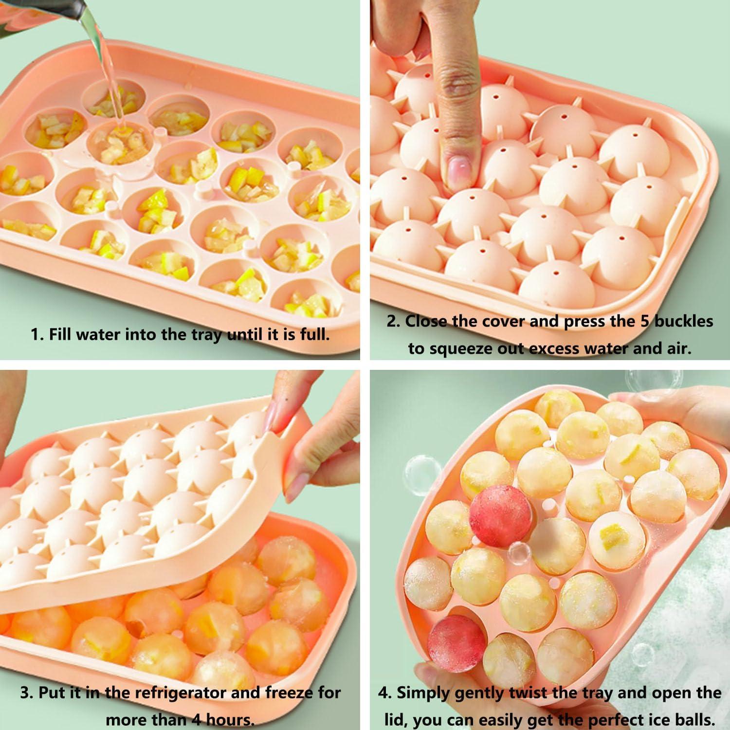 Juego de Moldes de Hielo IDVVSSX en Silicona Rosa - 22 Esferas y 6 Formas