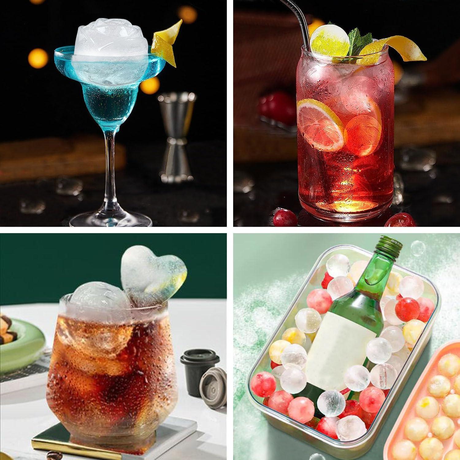 Juego de Moldes de Hielo IDVVSSX en Silicona Rosa - 22 Esferas y 6 Formas