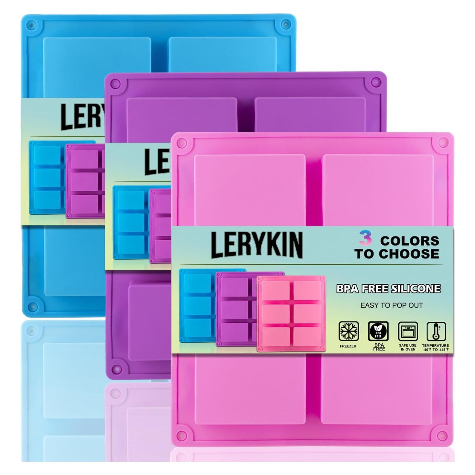 Moldes de Silicona LERYKIN 3 Piezas Rectangulares 6 Cavidades
