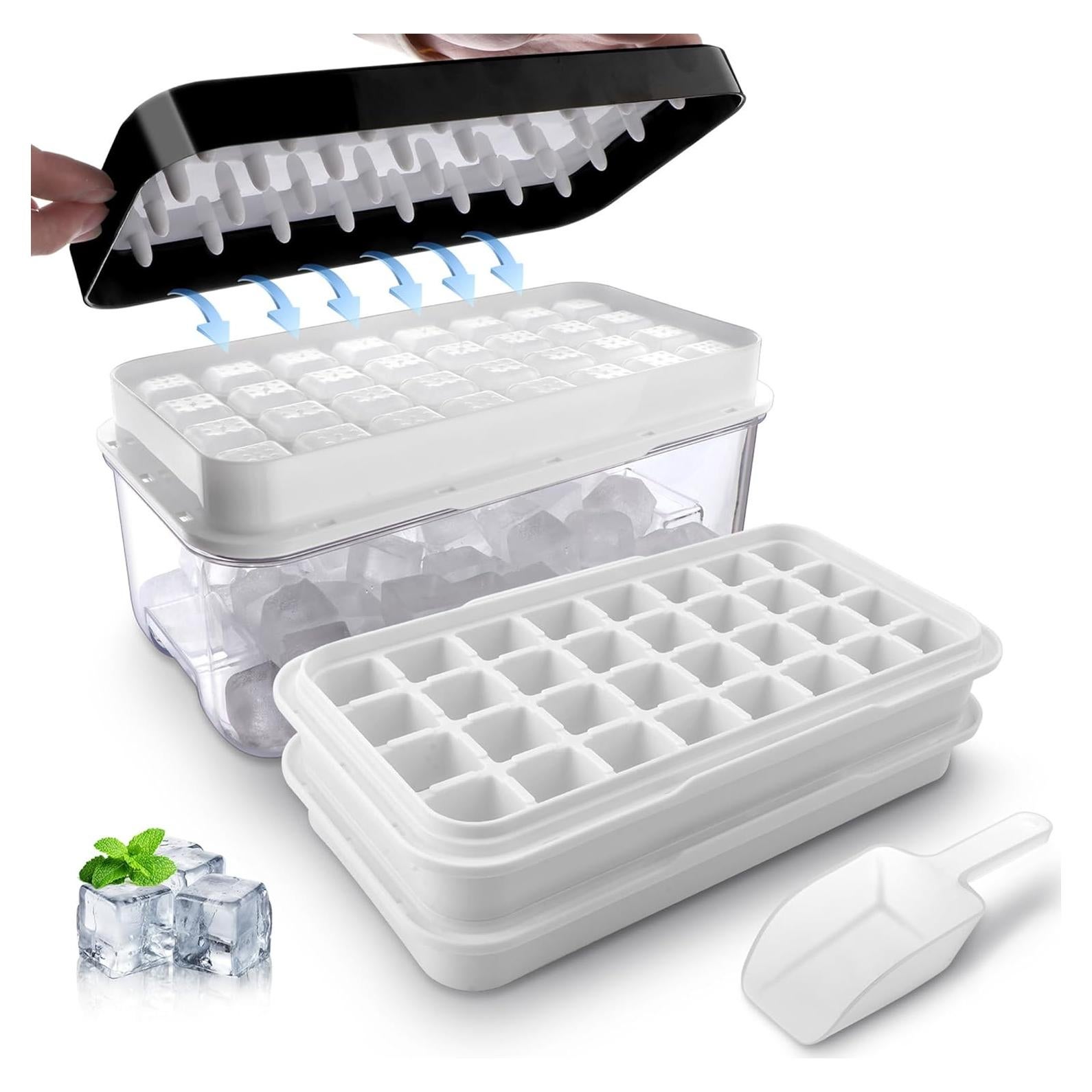 Bandejas de Hielo TECHSHARE con Tapa y Contenedor - 64 Cubos