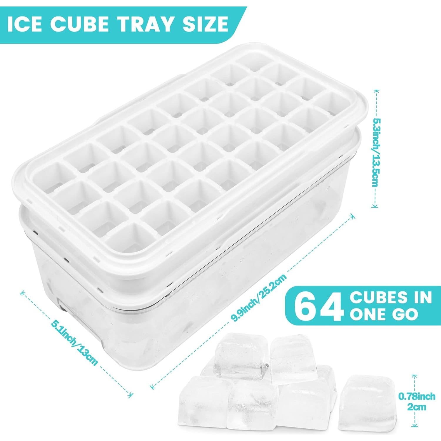 Bandejas de Hielo TECHSHARE con Tapa y Contenedor - 64 Cubos