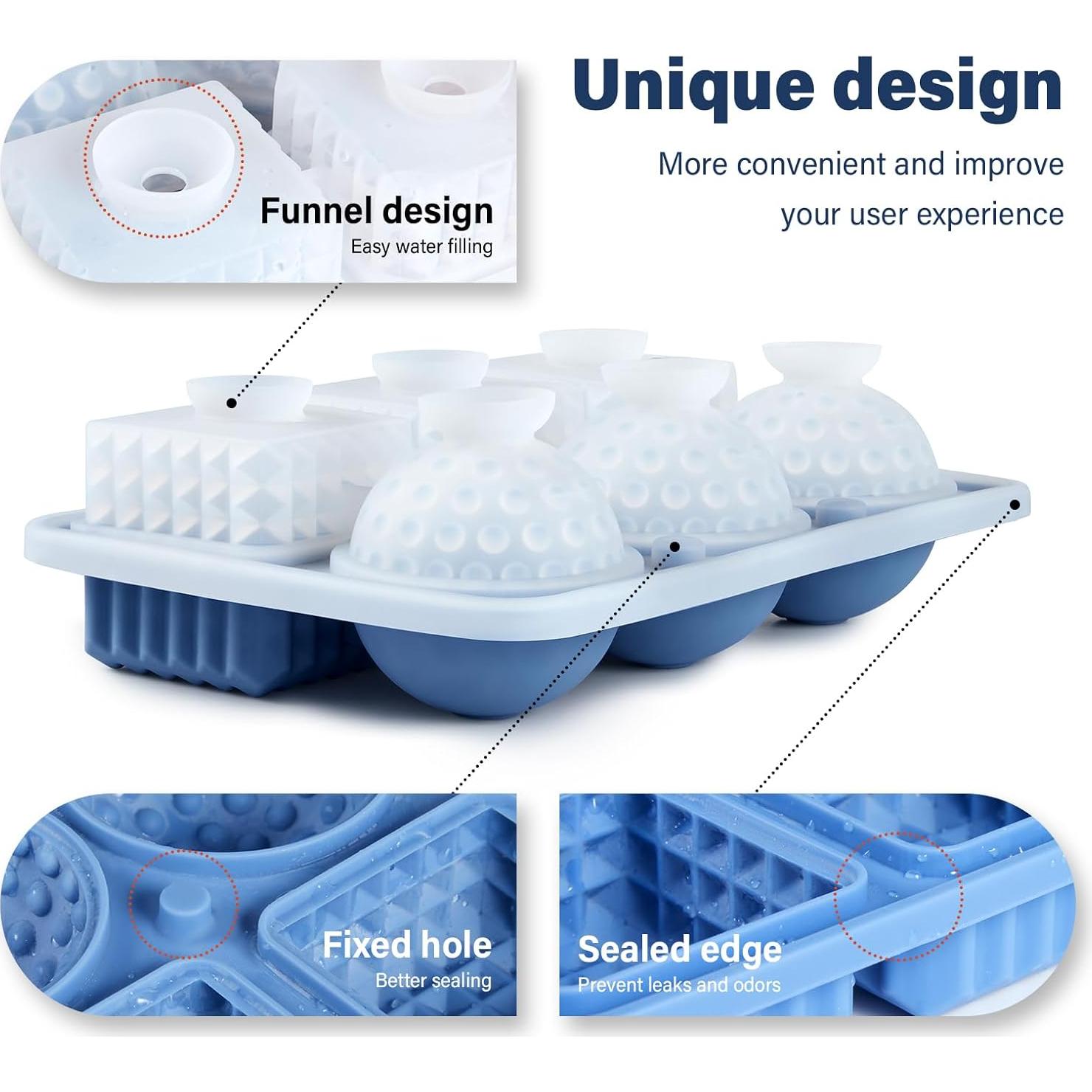 Bandeja de Hielo Grande Acomler, 6 Cubos y Esferas Sin BPA