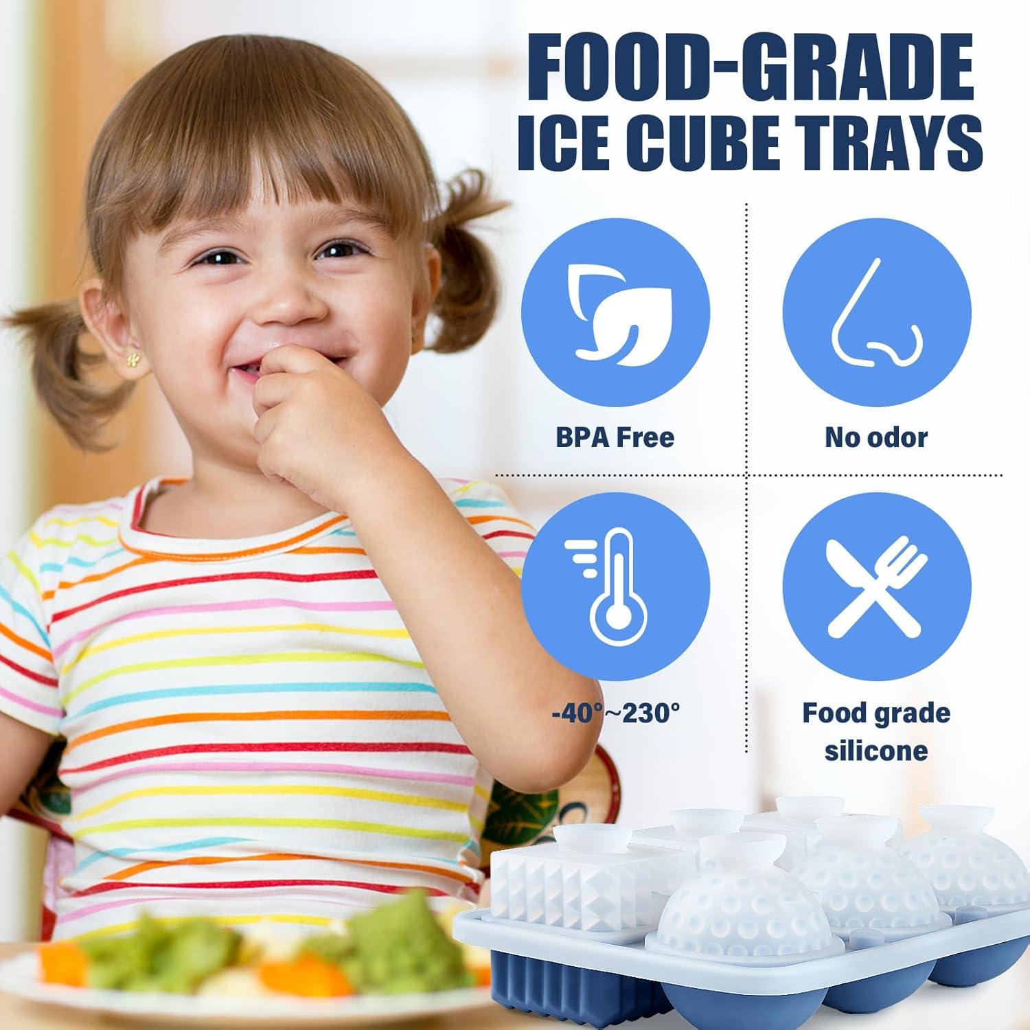 Bandeja de Hielo Grande Acomler, 6 Cubos y Esferas Sin BPA