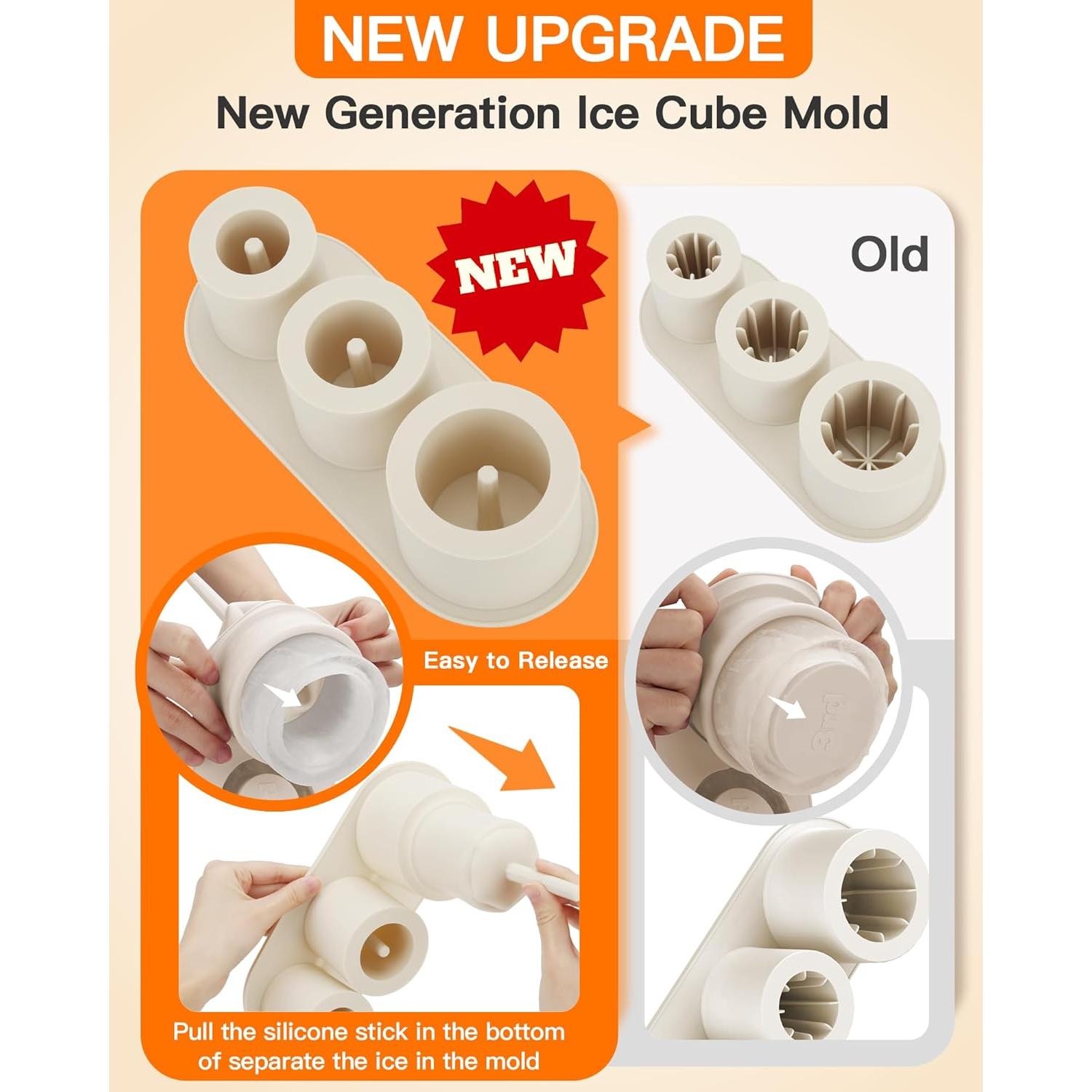 Bandeja de Hielo Cilíndrica Ukulork 40Oz Silicona BPA Free