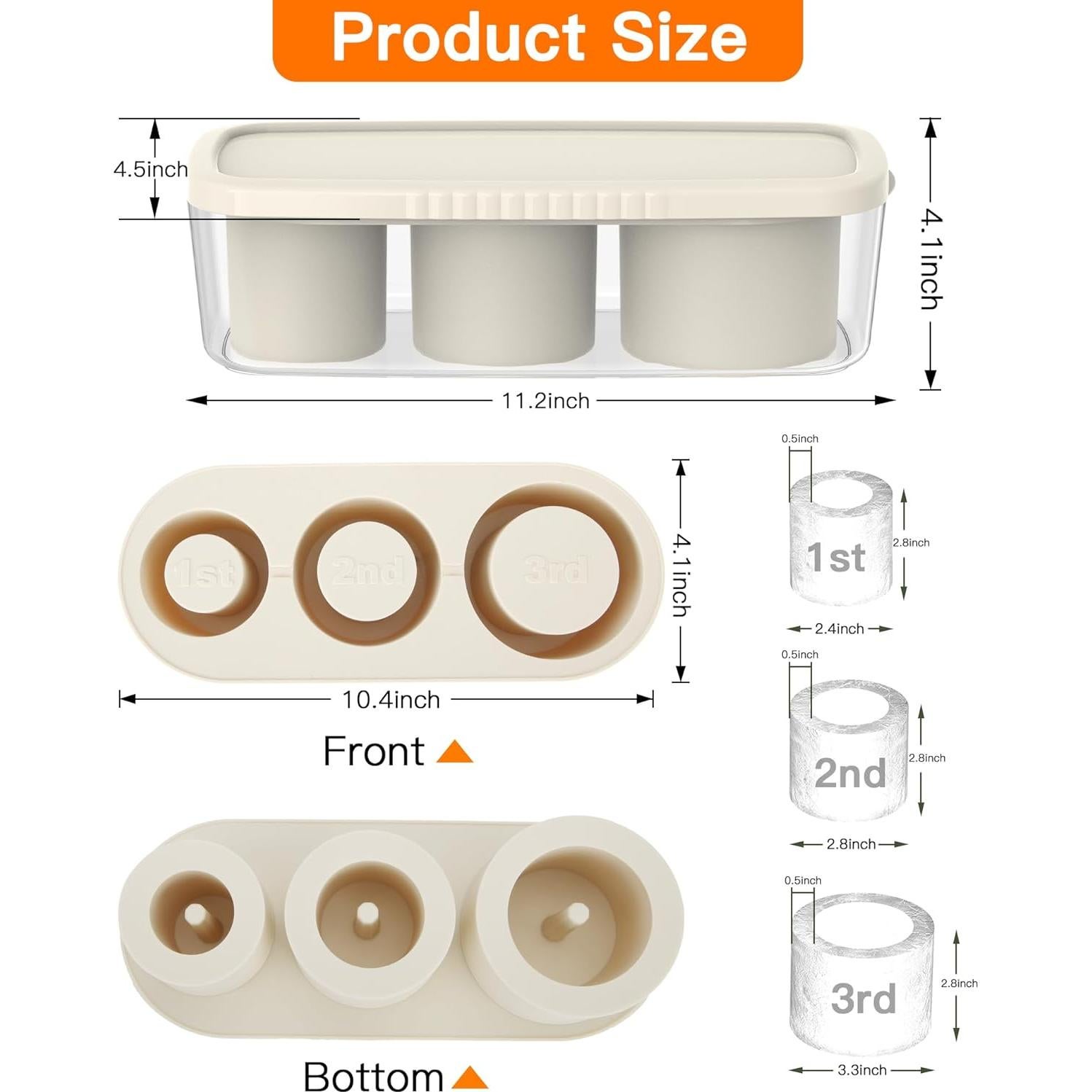 Bandeja de Hielo Cilíndrica Ukulork 40Oz Silicona BPA Free