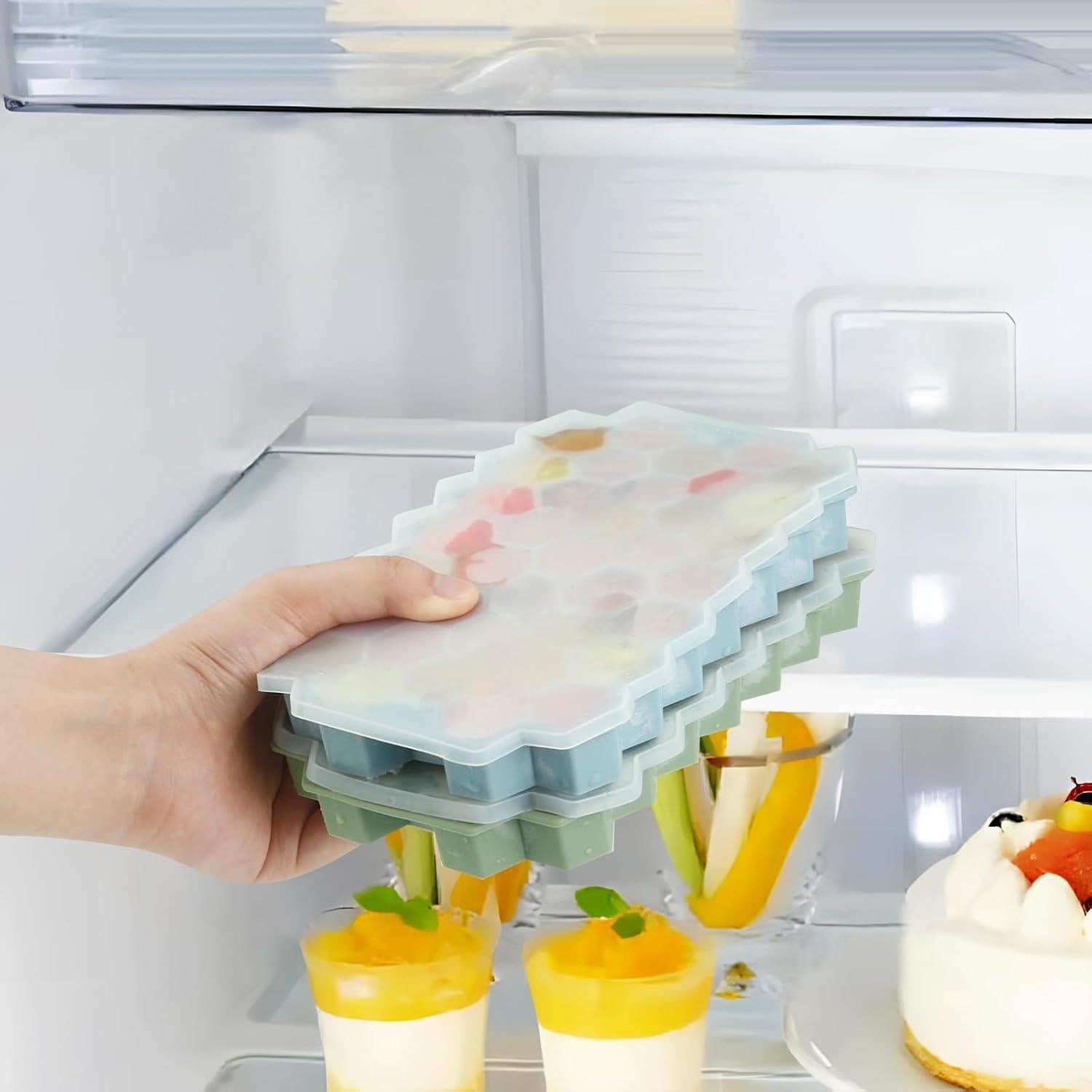 Paquete de 2 bandejas de hielo de silicona Emptycolor 37 cubos