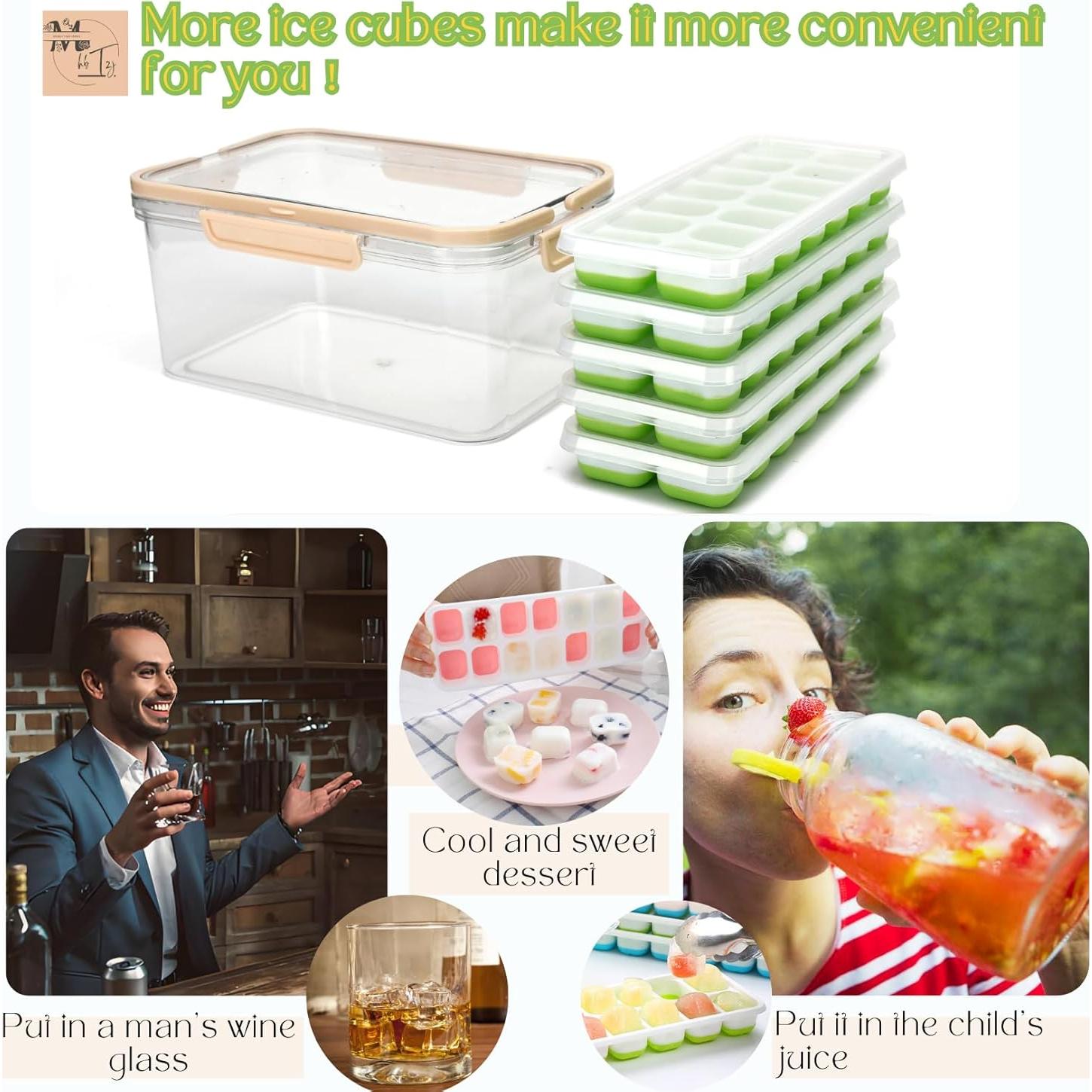 Bandeja de Cubitos de Hielo MBHTZJ 5 Piezas Silicona Verde