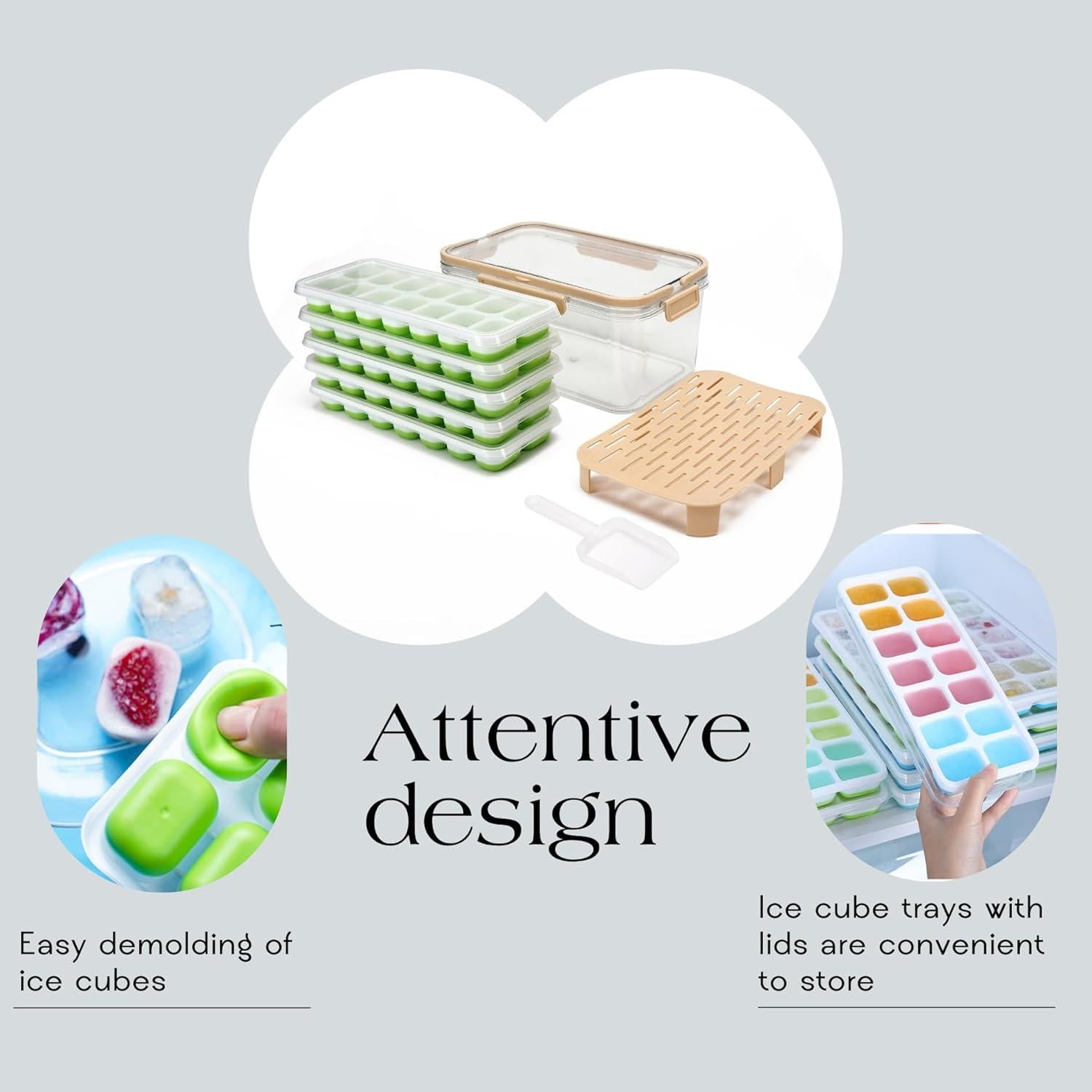 Bandeja de Cubitos de Hielo MBHTZJ 5 Piezas Silicona Verde