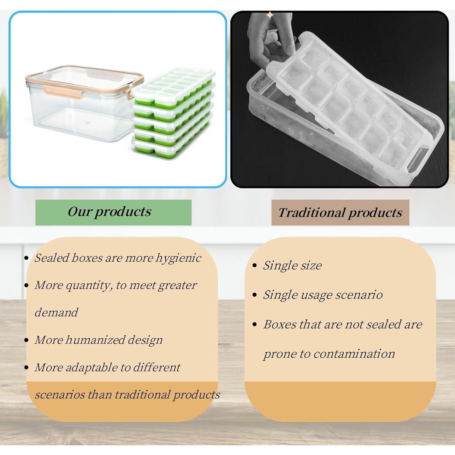 Bandeja de Cubitos de Hielo MBHTZJ 5 Piezas Silicona Verde