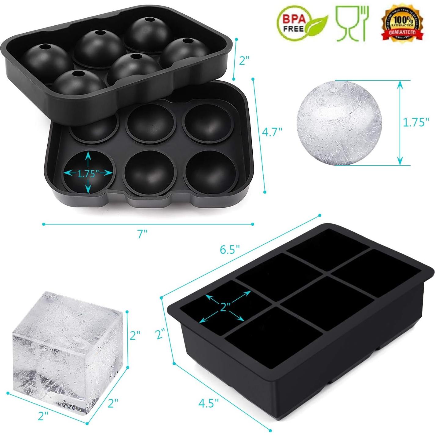 Bandejas de Hielo Flexibles Wiscky - Juego de 2, Silicona, Grande