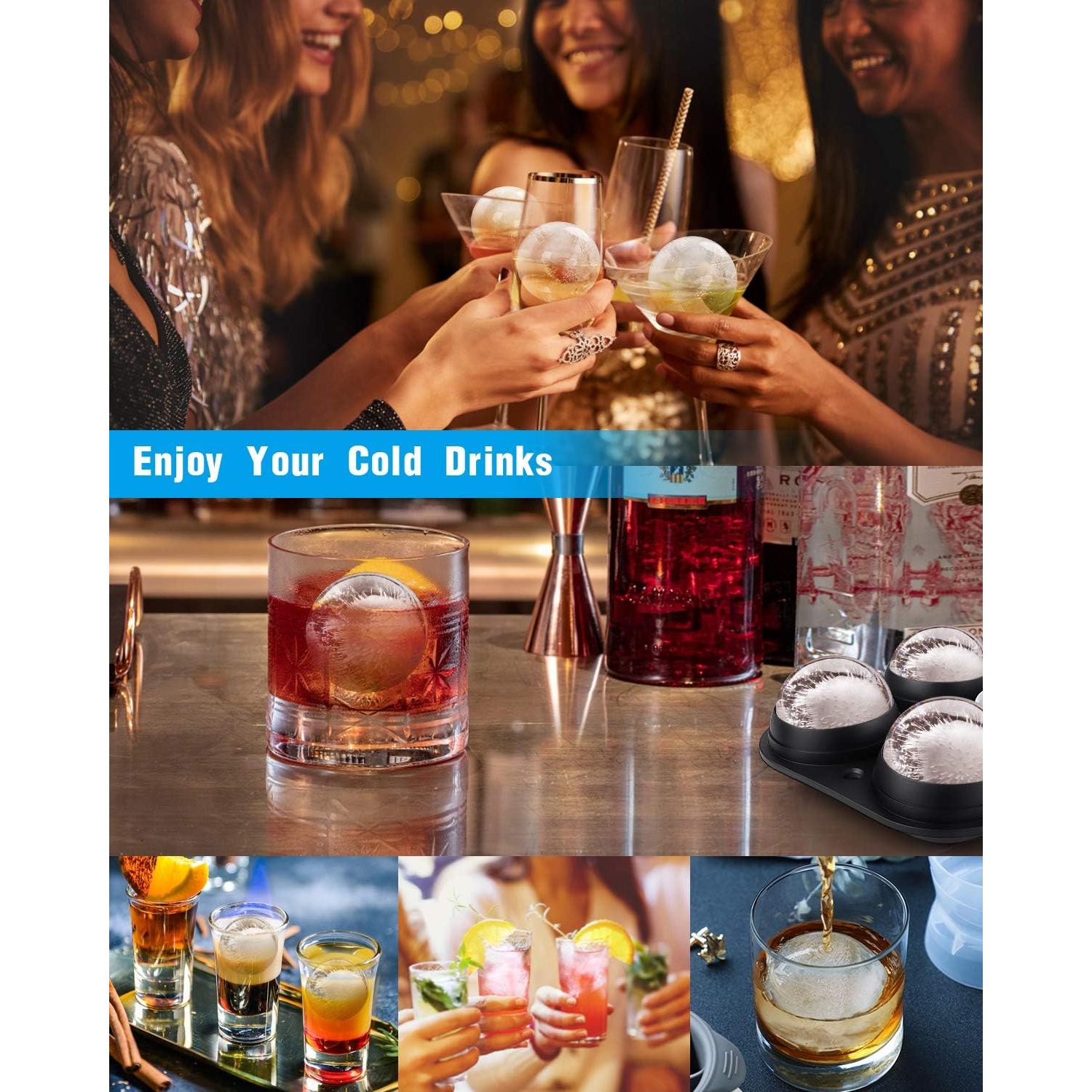 Bandejas de Hielo Flexibles Wiscky - Juego de 2, Silicona, Grande