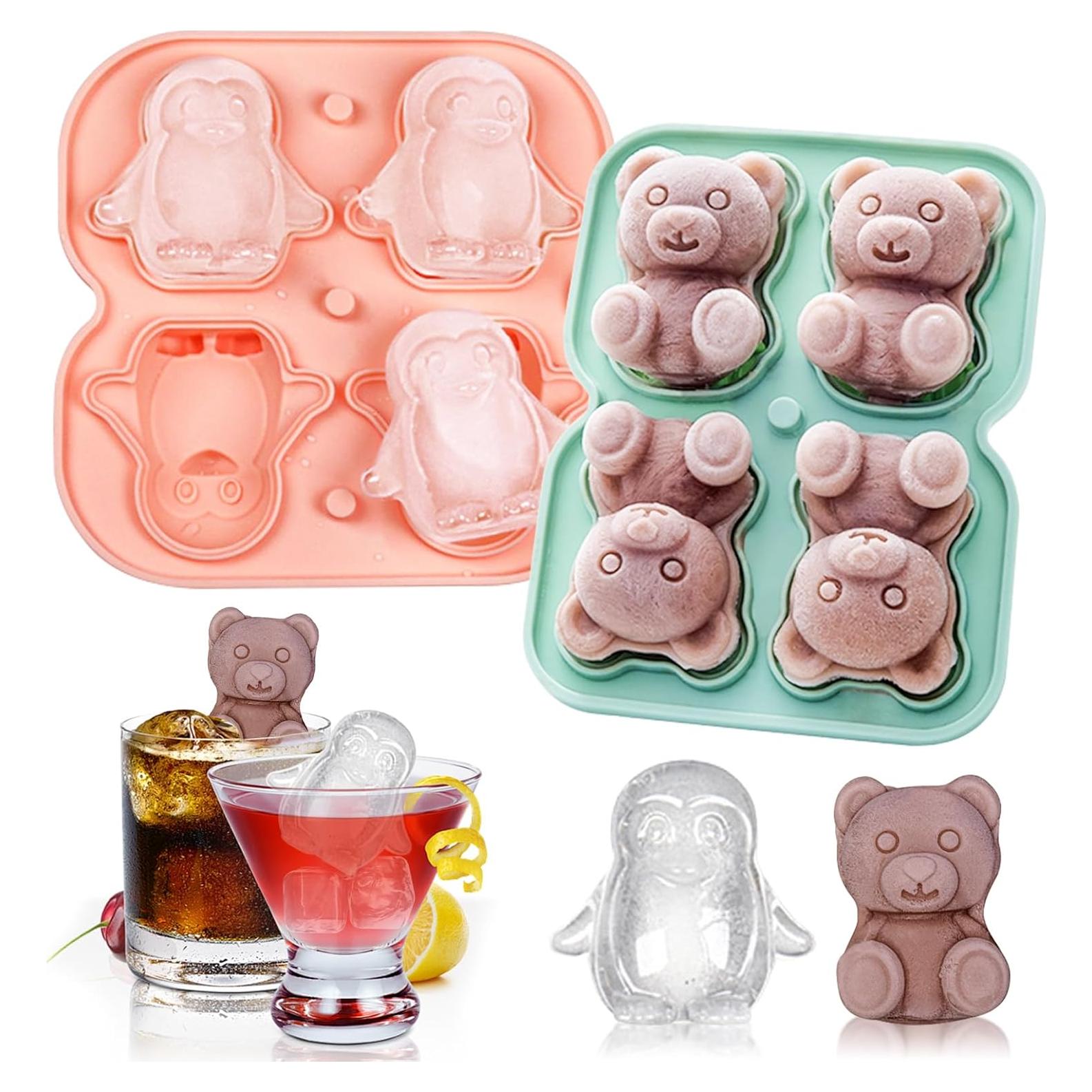 Moldes de Hielo de Silicona Teeloray 3D Animales 2 Piezas